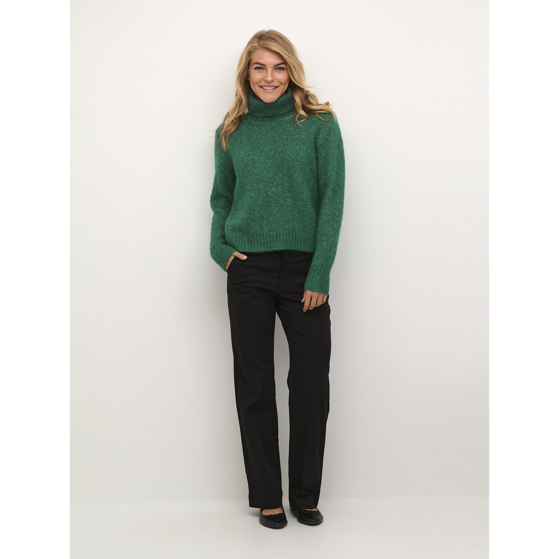 Kaffe Pulover Kaalioma Rollneck 10506946 Verde Loose Fit - Pled.ro