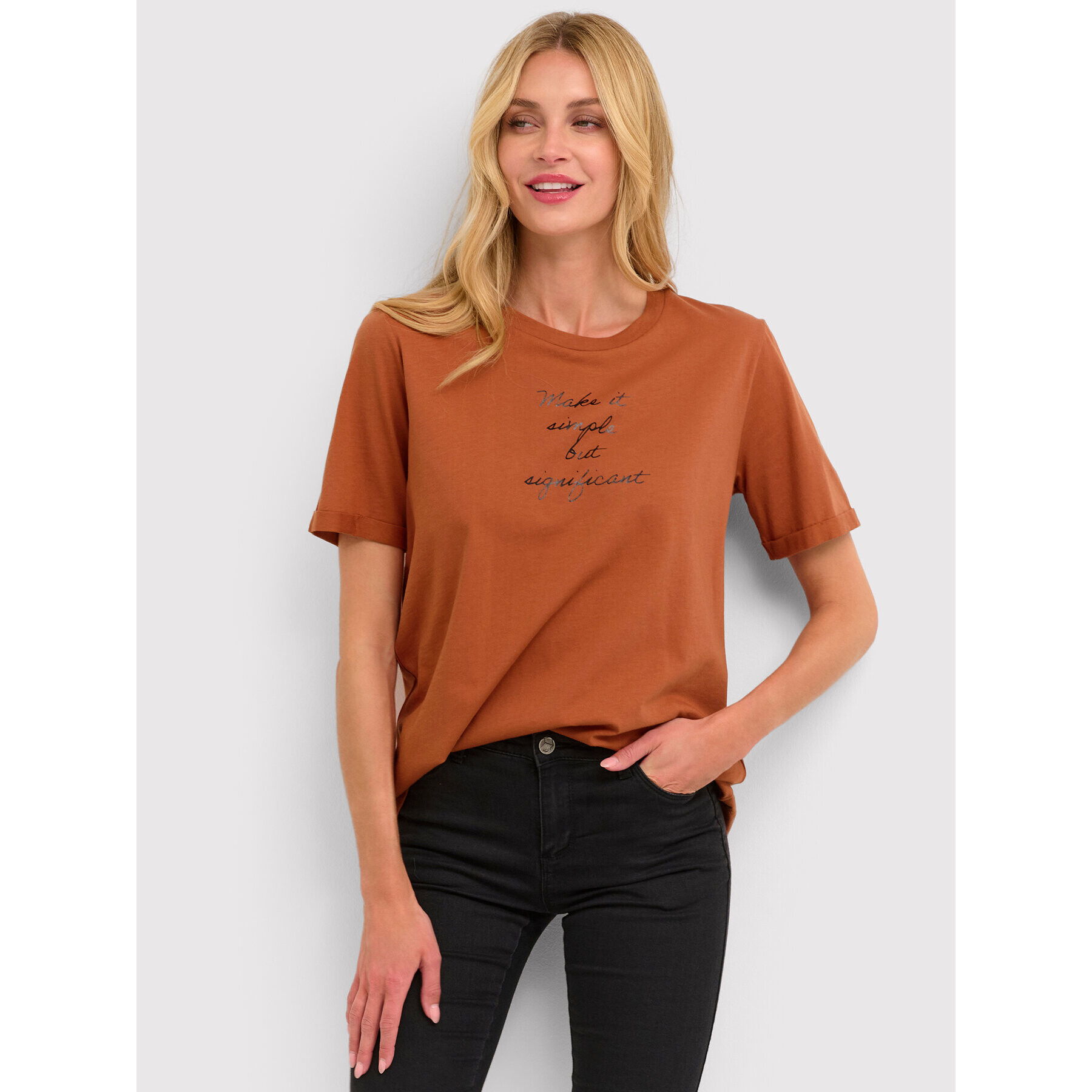 Kaffe Tricou Kajelena 10506645 Portocaliu Regular Fit - Pled.ro