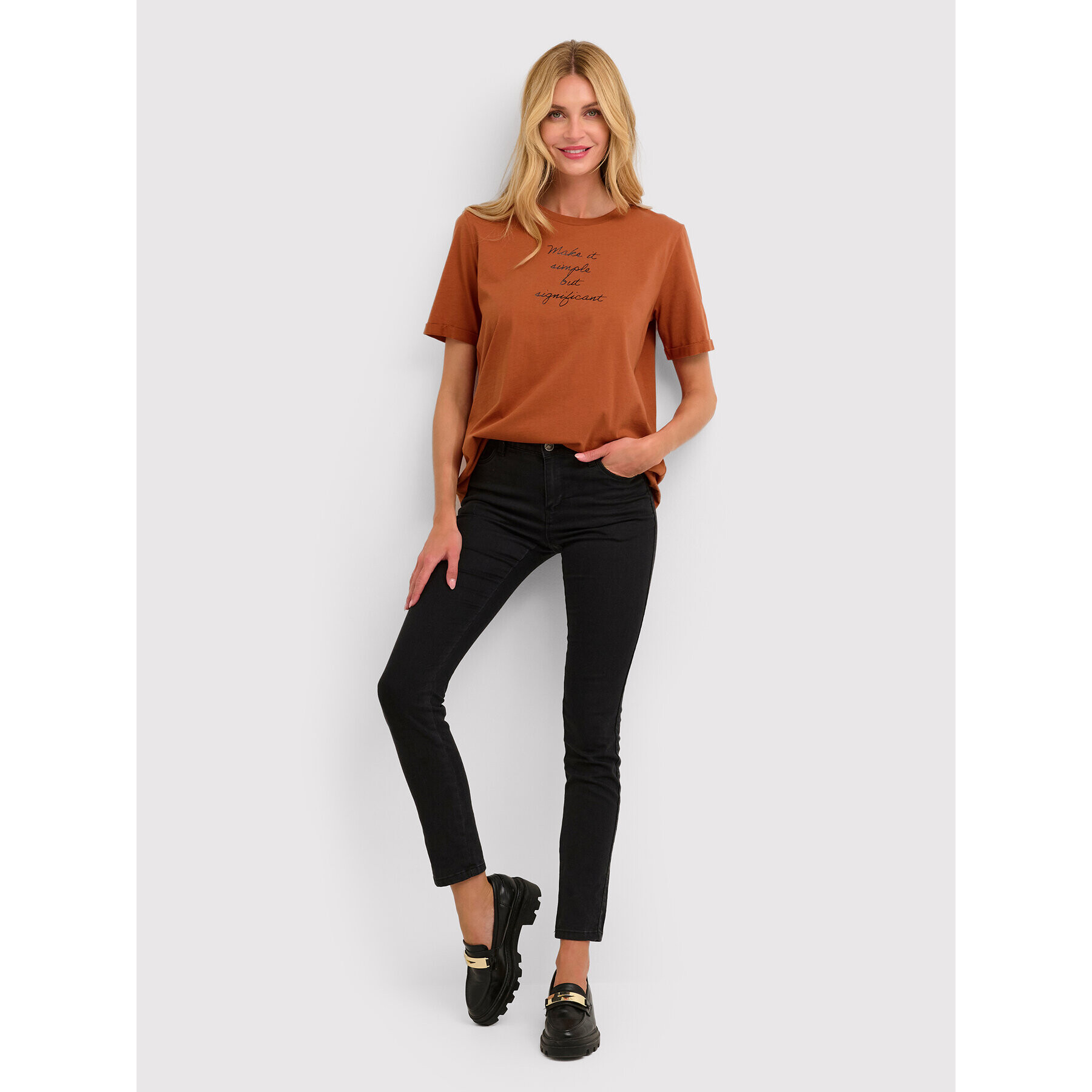 Kaffe Tricou Kajelena 10506645 Portocaliu Regular Fit - Pled.ro