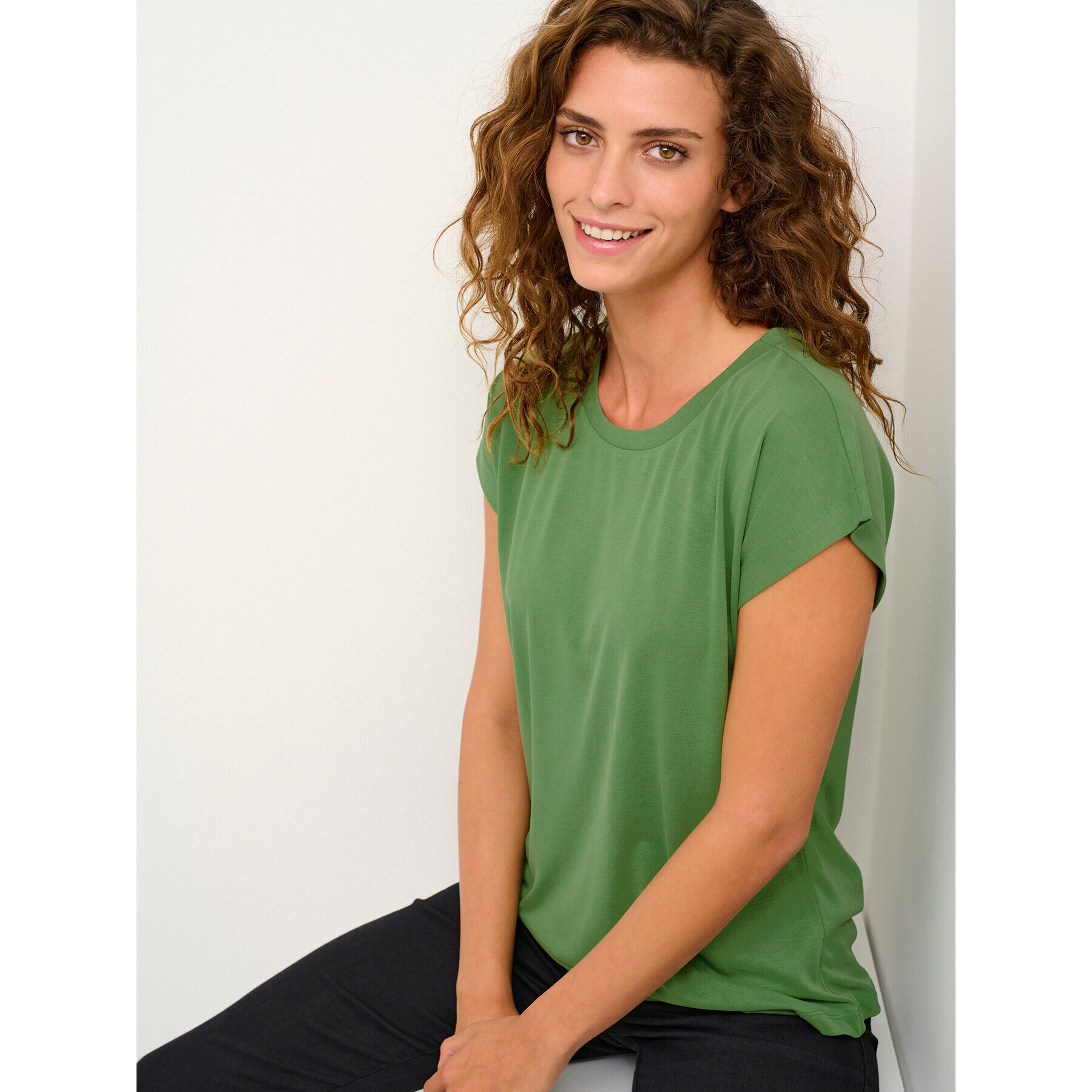 Kaffe Tricou Kalise Marie 10506680 Verde Regular Fit - Pled.ro