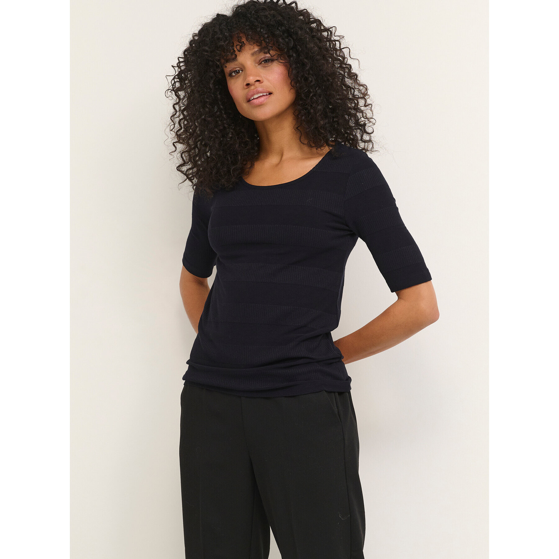 Kaffe Tricou Ria 10506944 Negru Slim Fit - Pled.ro