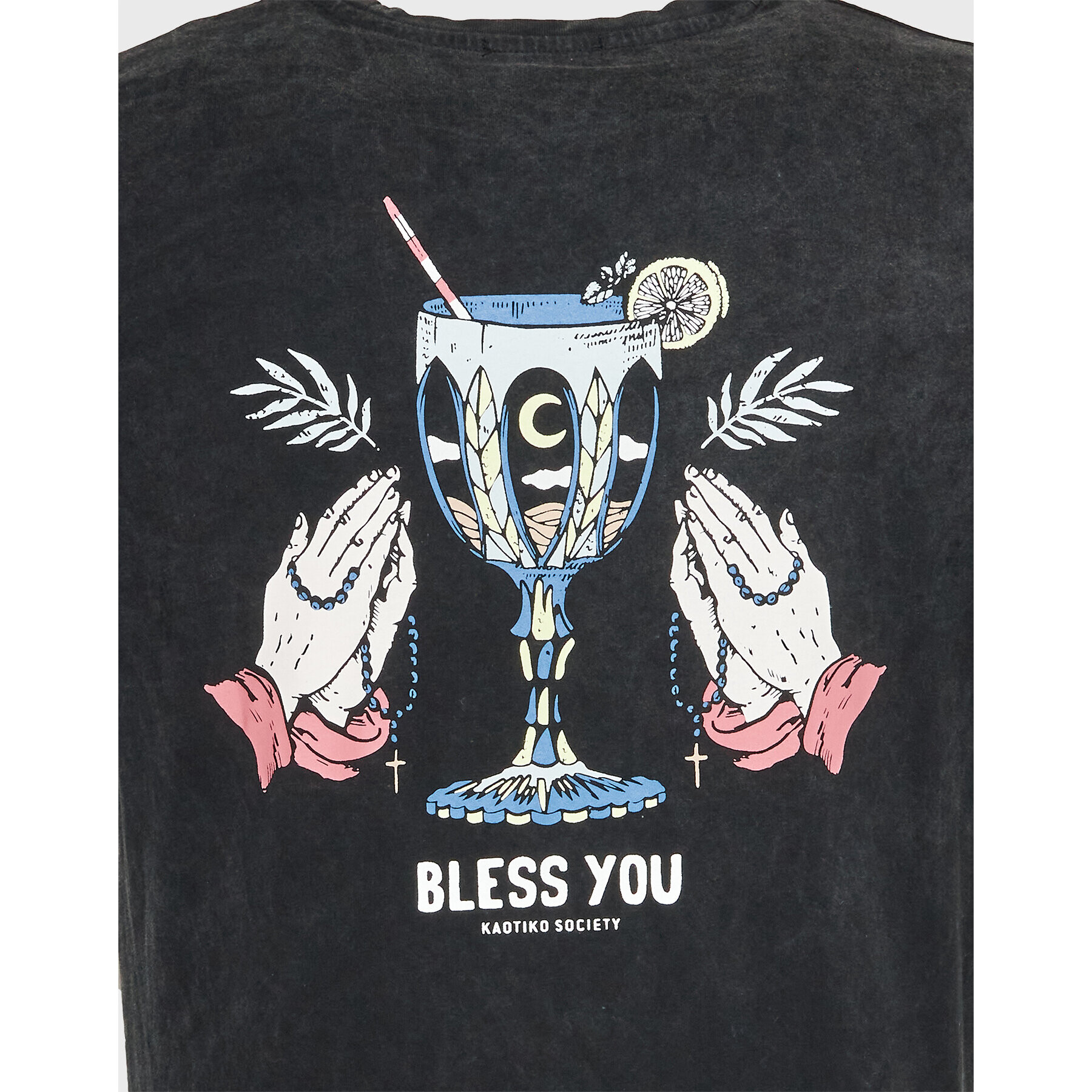 Kaotiko Tricou Bless You AL038-02-G002 Negru Regular Fit - Pled.ro