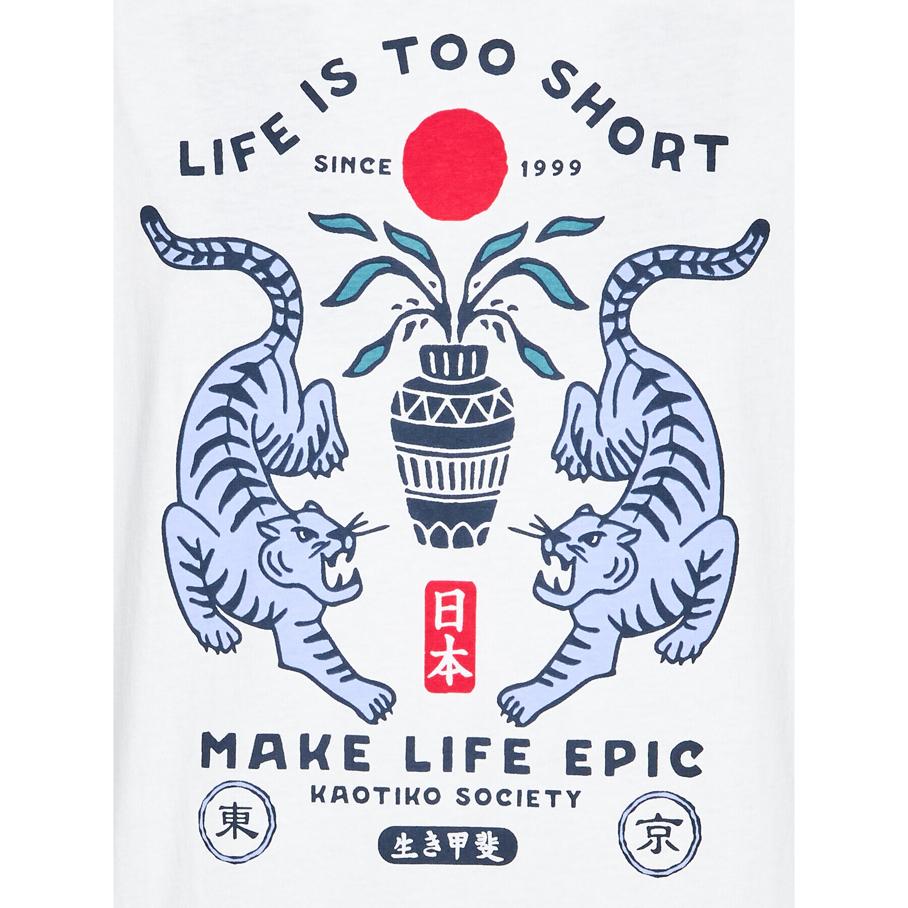 Kaotiko Tricou Life Is Too Short AL025-01-G002 Alb Regular Fit - Pled.ro