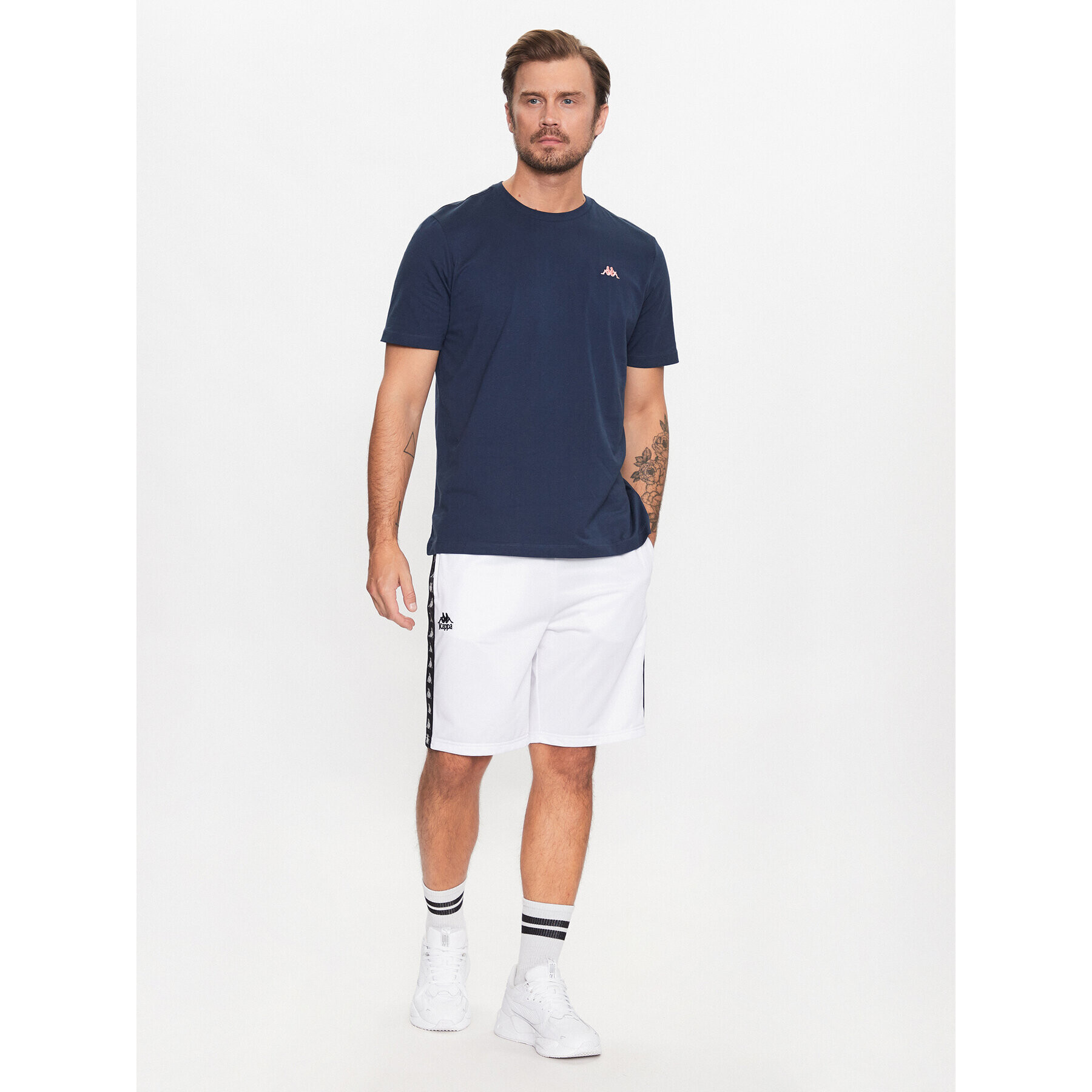 Kappa Pantaloni scurți sport 313019 Alb Regular Fit - Pled.ro