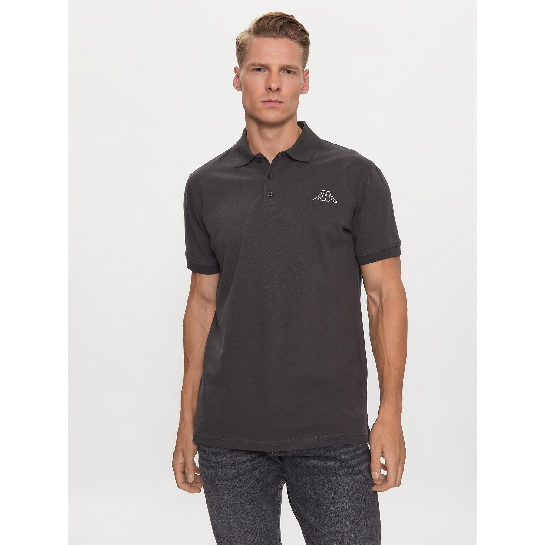 Kappa Tricou polo 303173 Gri Regular Fit - Pled.ro