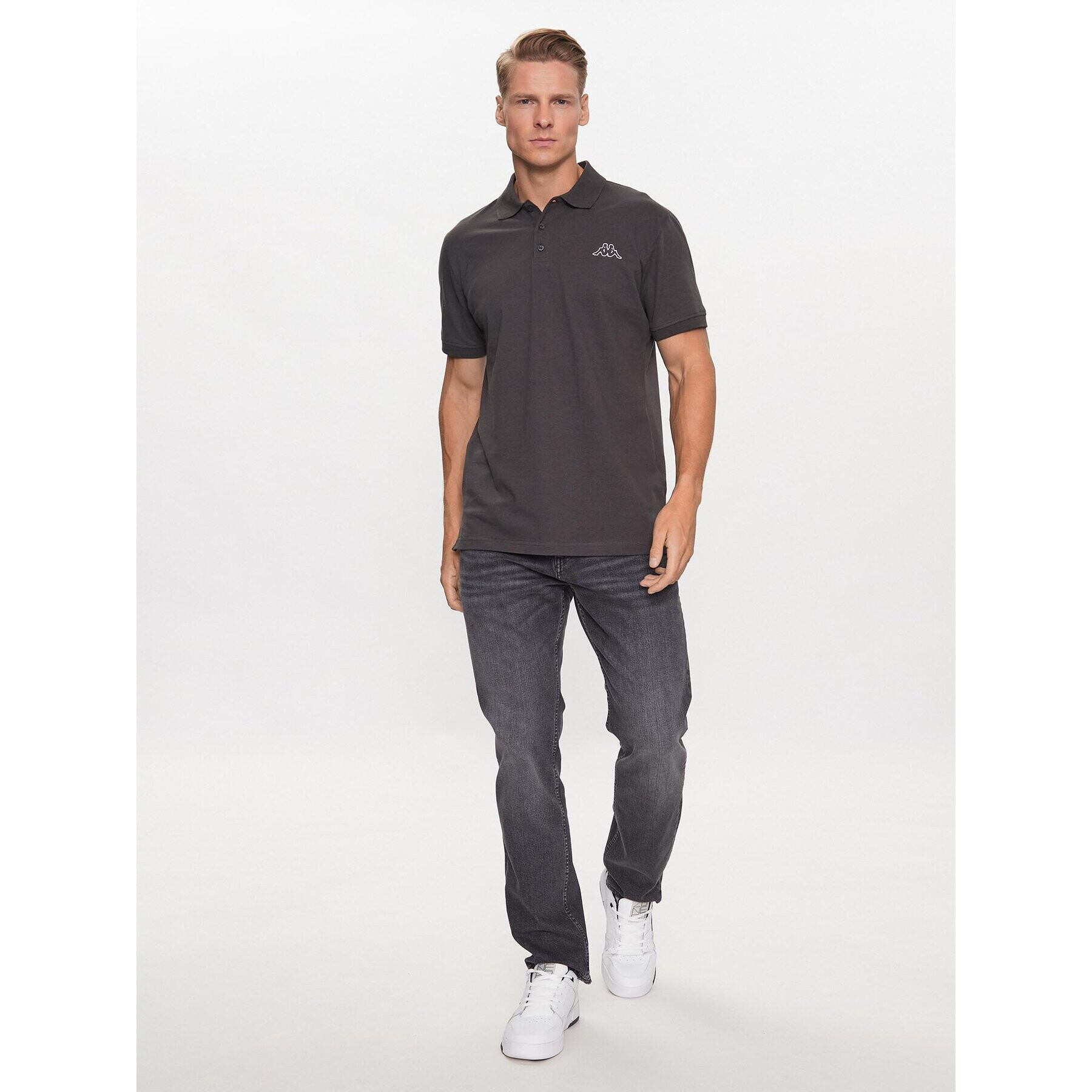 Kappa Tricou polo 303173 Gri Regular Fit - Pled.ro