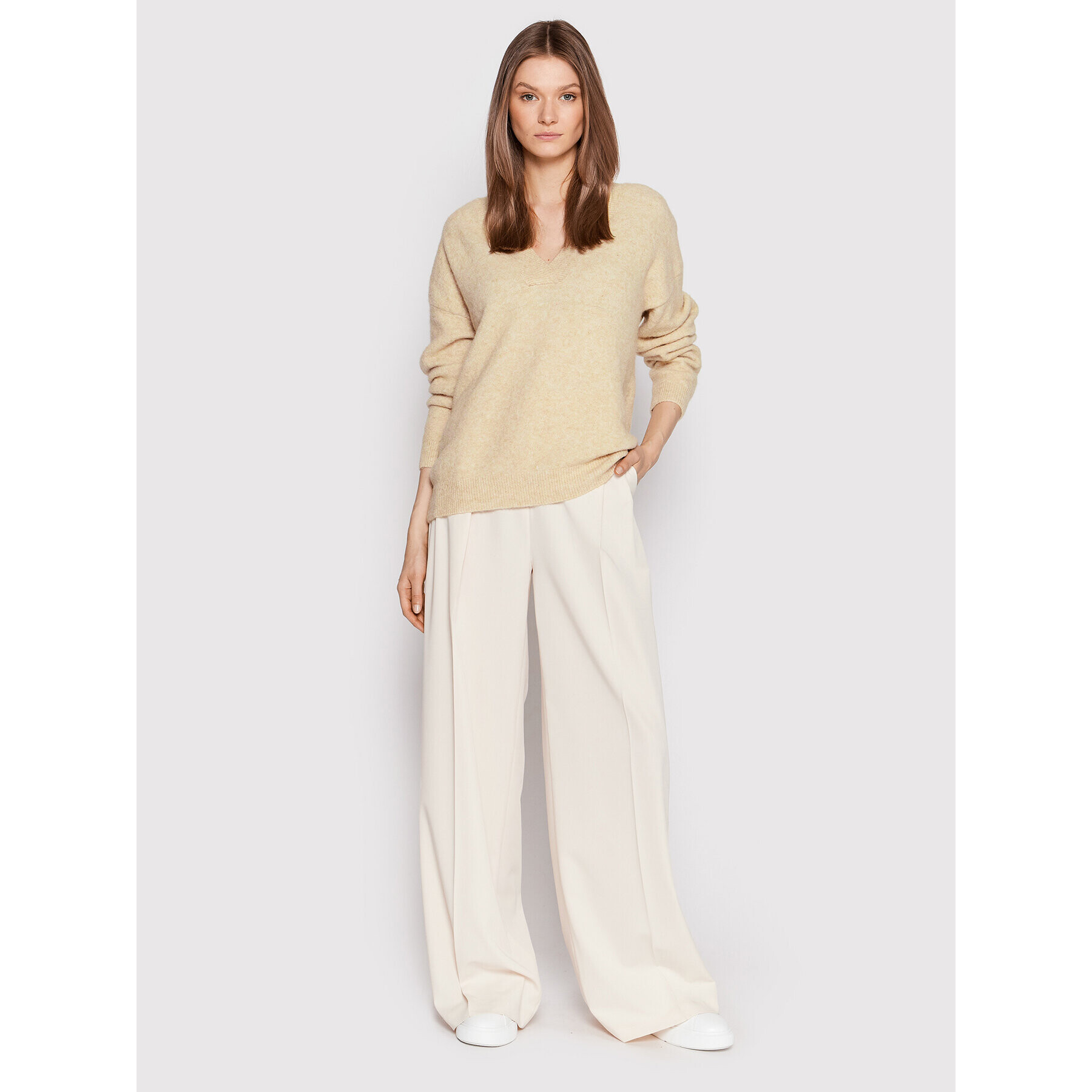 Karen by Simonsen Pulover Nora 10103293 Bej Relaxed Fit - Pled.ro