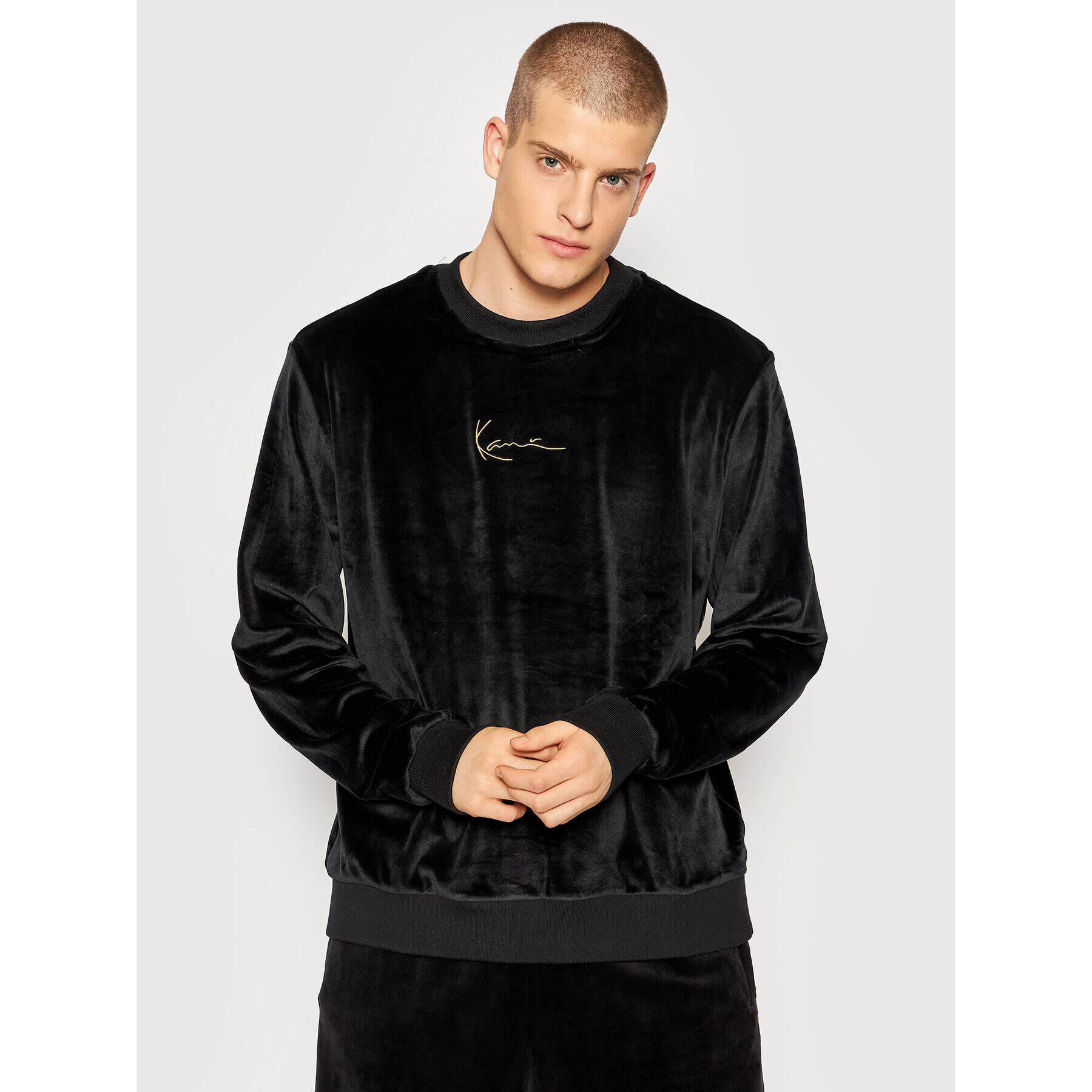 Karl Kani Bluză Small Signature Velvet Crew 6020313 Negru Regular Fit - Pled.ro