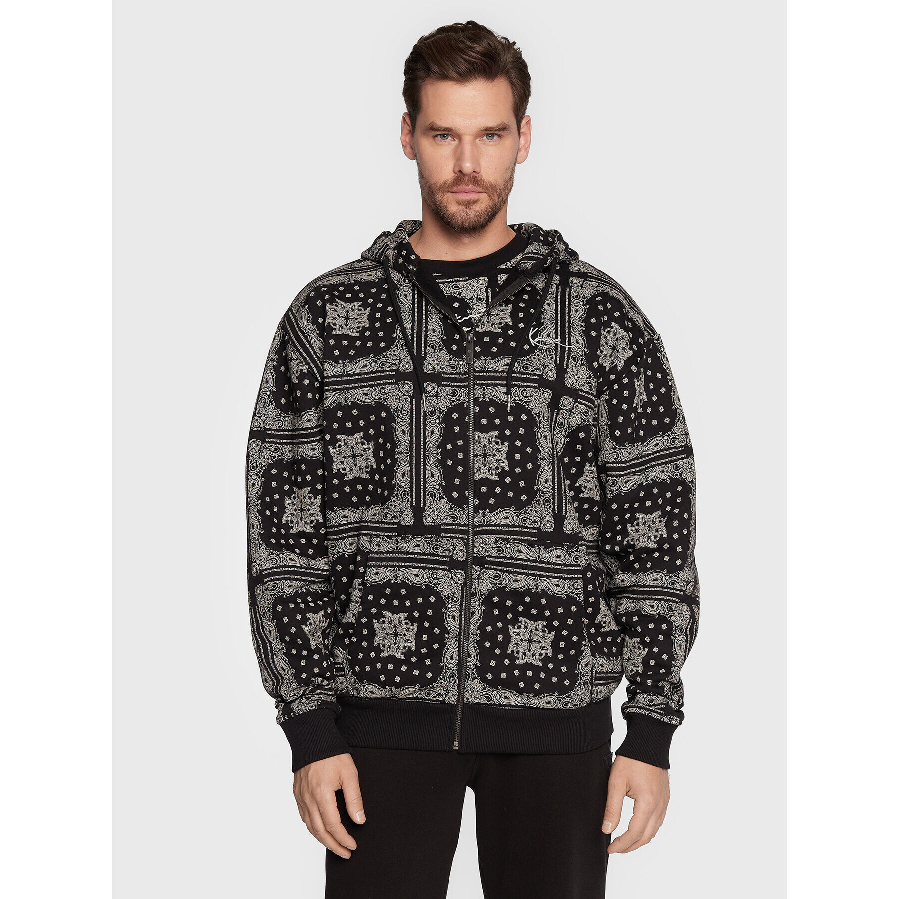 Karl Kani Bluză Chest Signature Paisley 6028221 Negru Relaxed Fit - Pled.ro