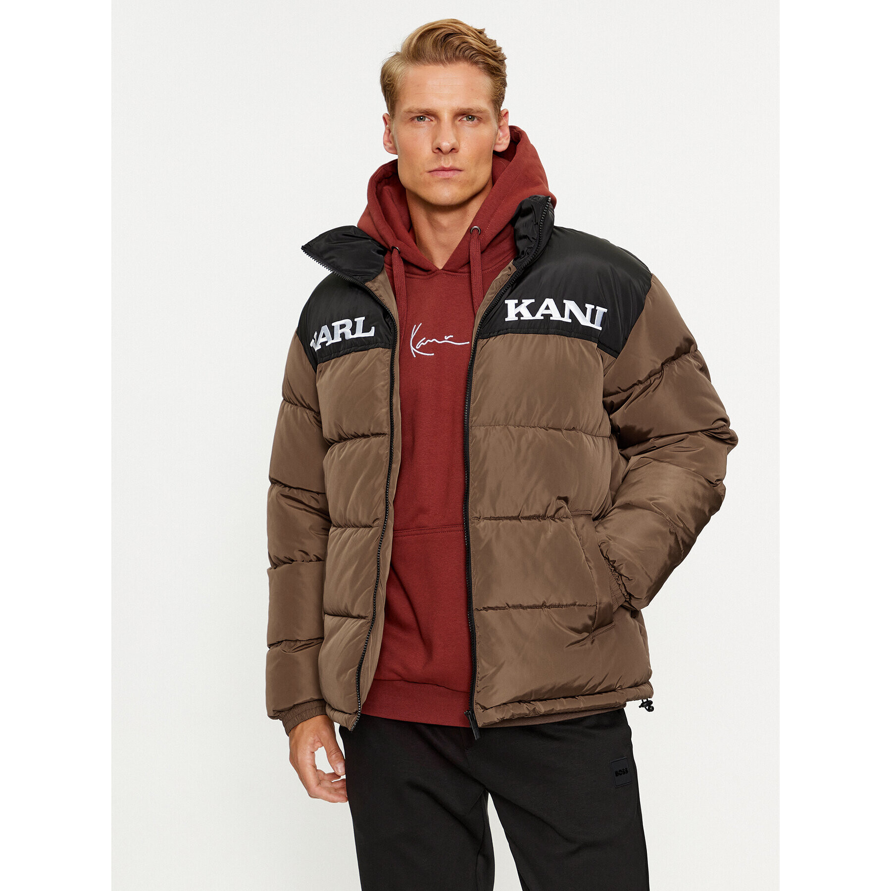 Karl Kani Geacă din puf KK Retro Essential Puffer 6076007 Maro Regular Fit - Pled.ro