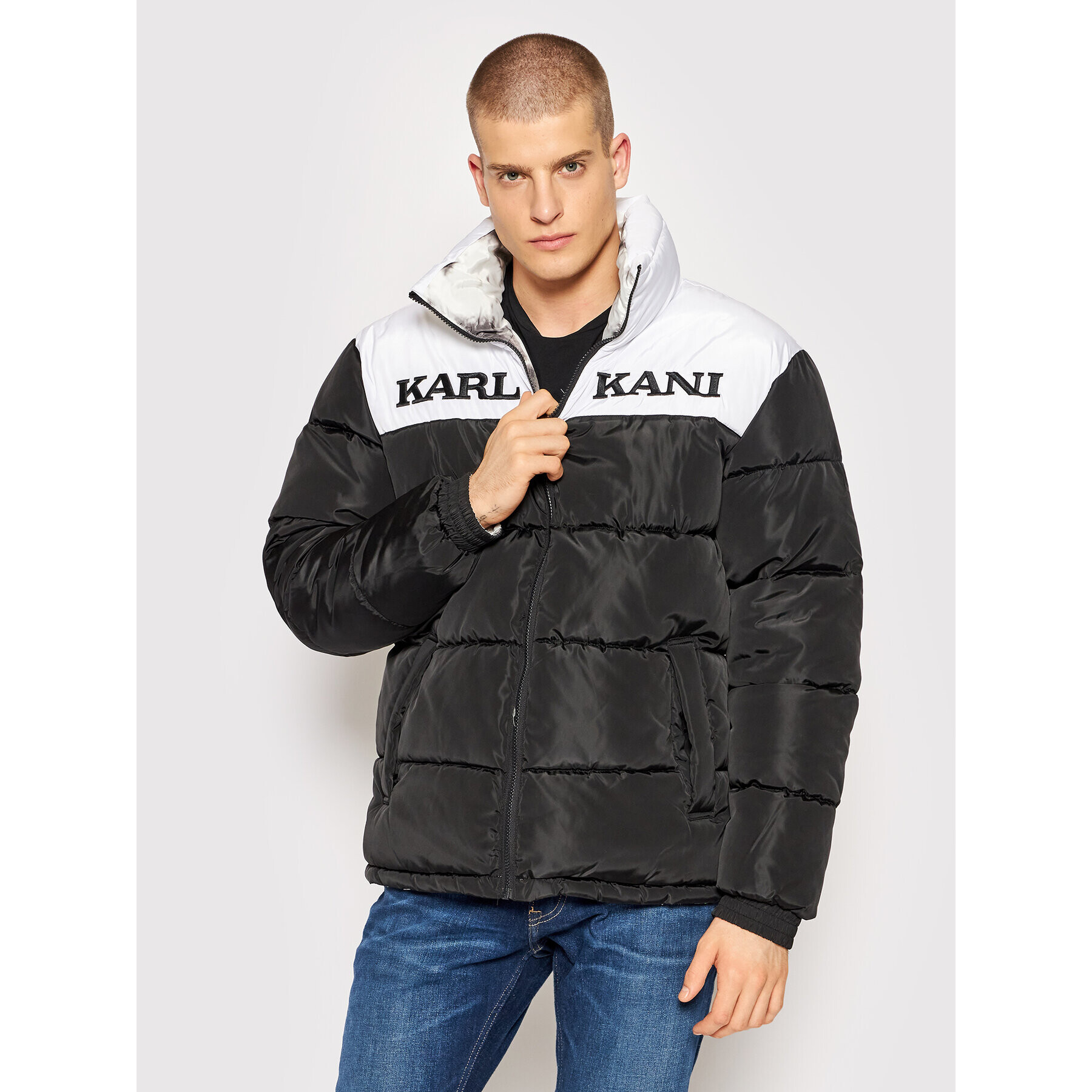 Karl Kani Geacă din puf Kk Retro Reversible Block 6076566 Negru Regular Fit - Pled.ro