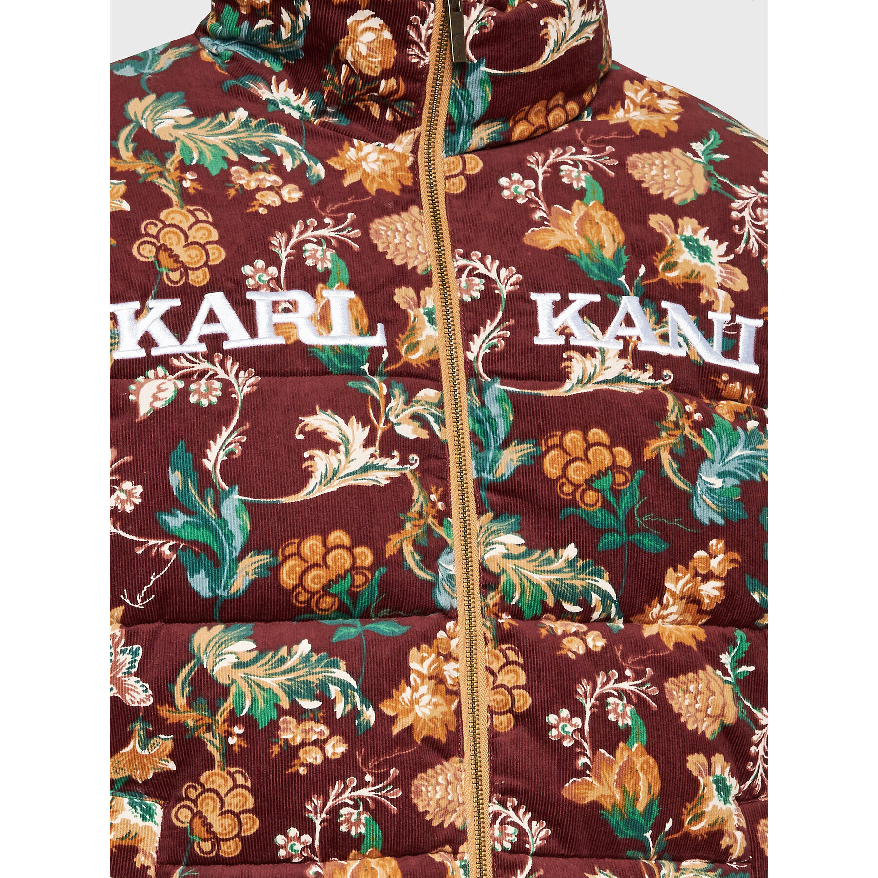 Karl Kani Geacă din puf Retro Reversible Corduroy Flower 6076831 Verde Regular Fit - Pled.ro