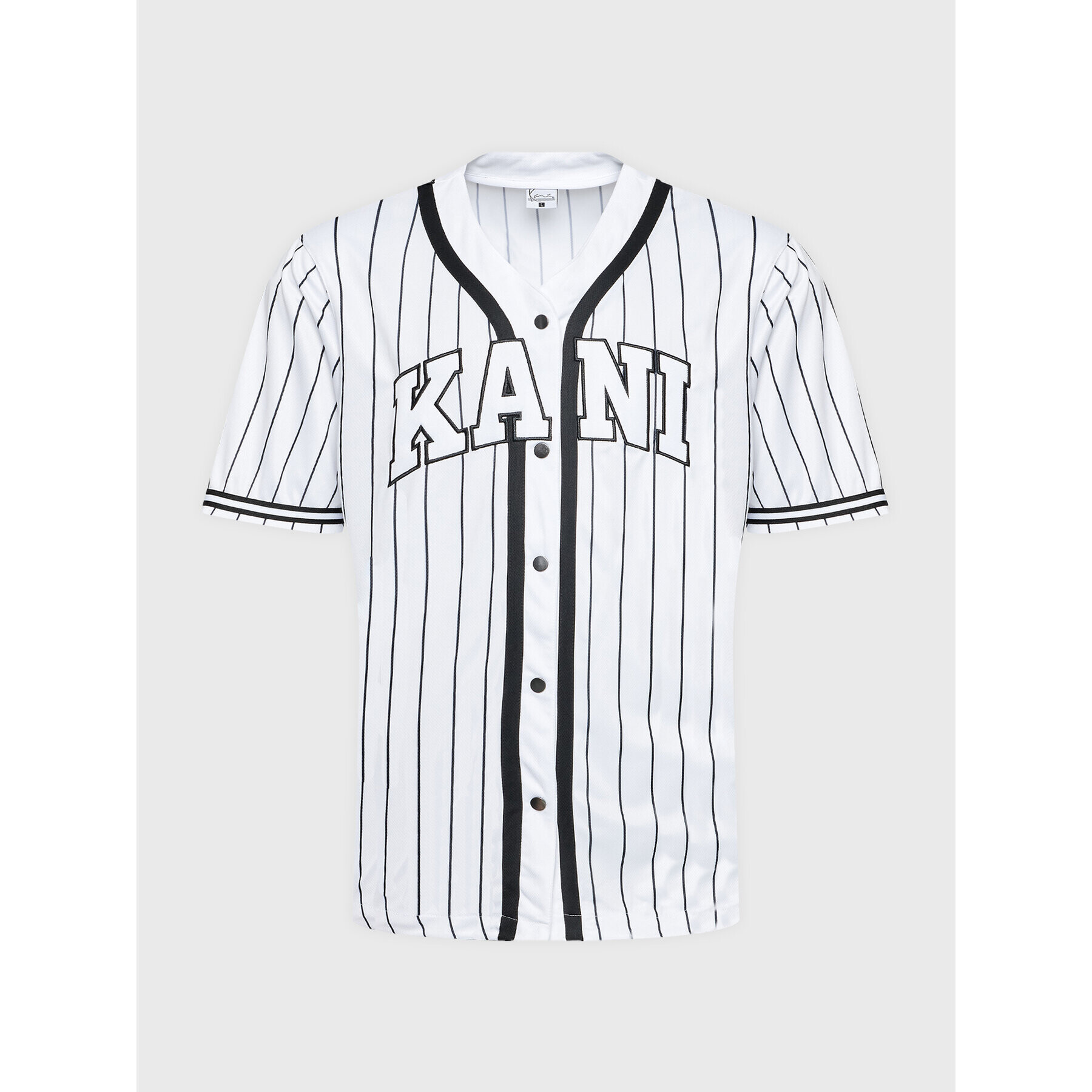 Karl Kani Tricou Serif Pinstripe Baseball 6033361 Alb Relaxed Fit - Pled.ro