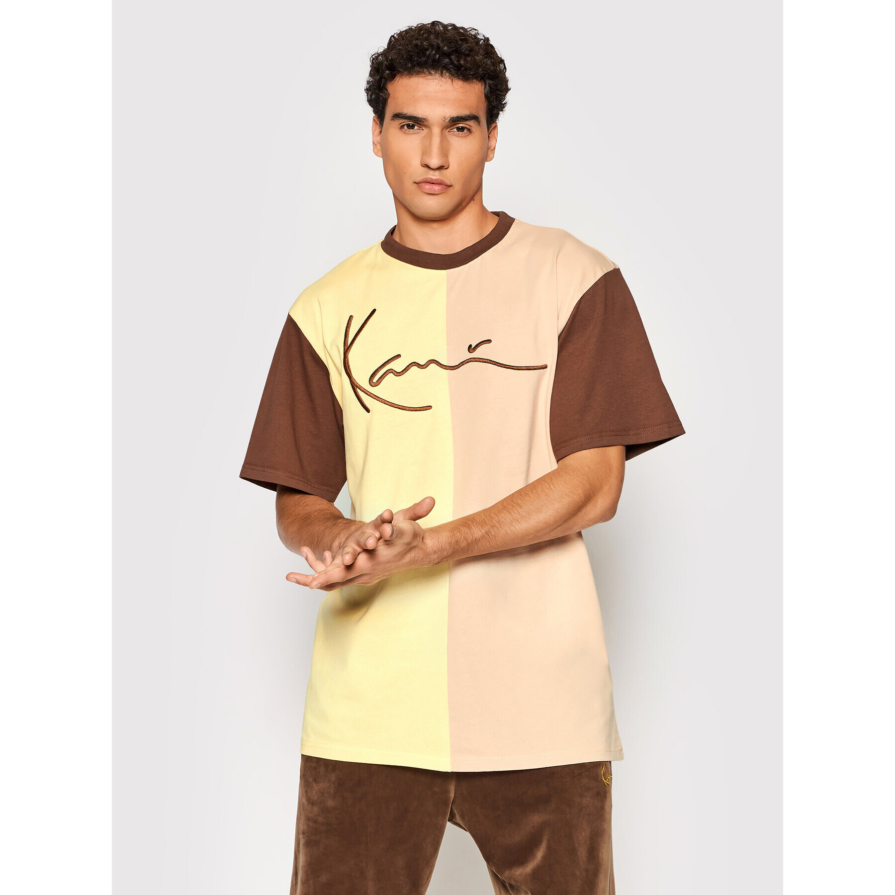 Karl Kani Tricou Signature Block 6030937 Galben Regular Fit - Pled.ro