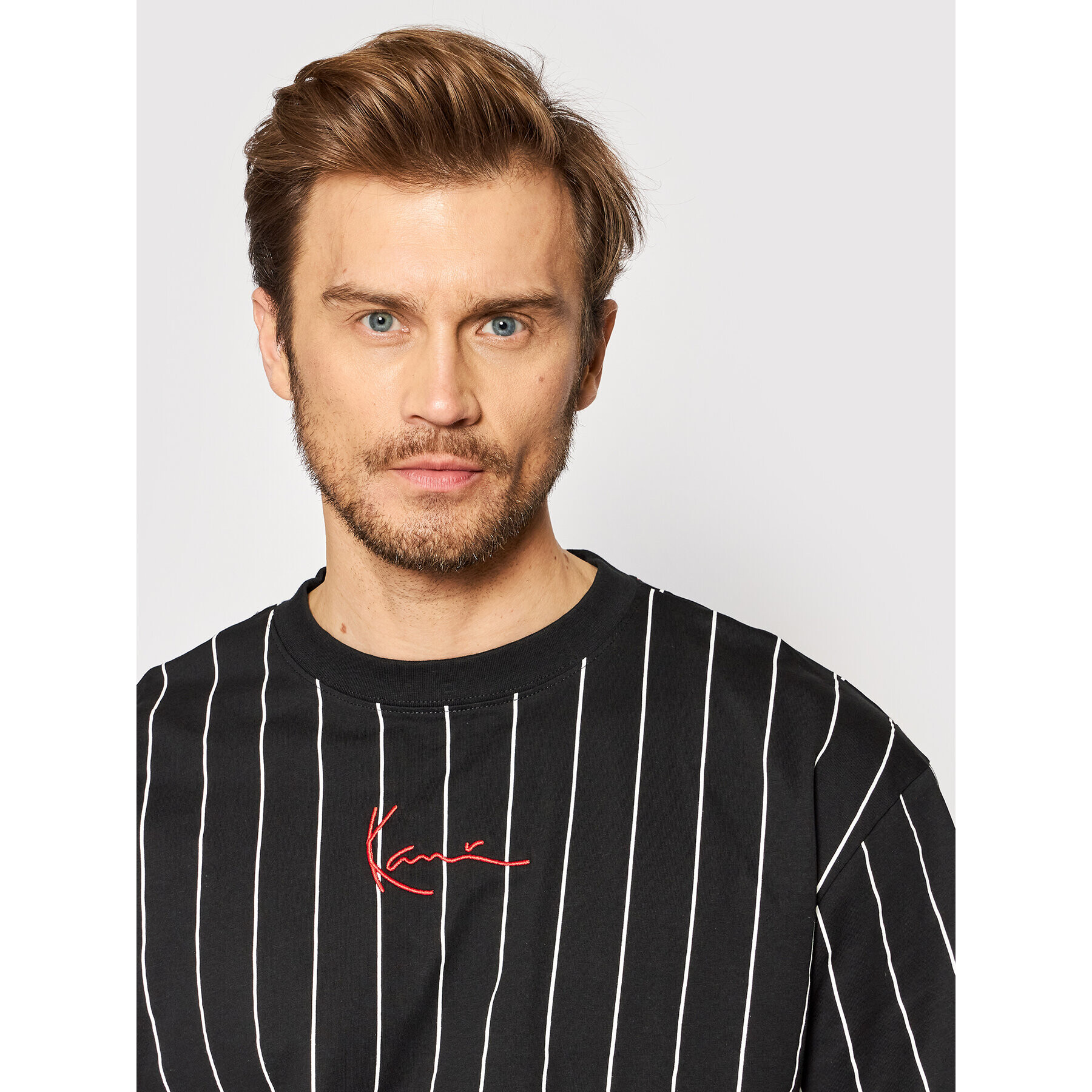 Karl Kani Tricou Signature Pinstripe 6030153 Negru Regular Fit - Pled.ro