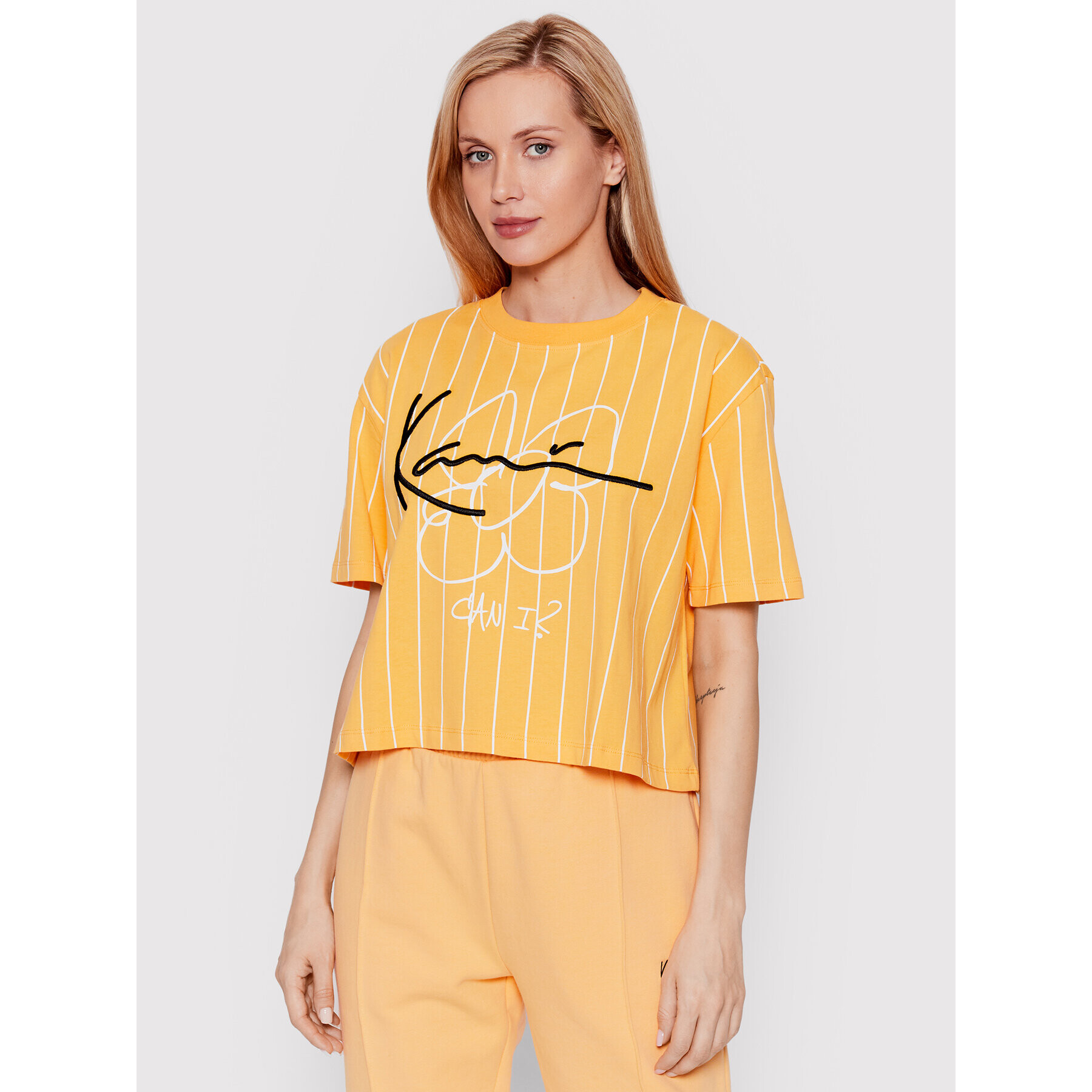 Karl Kani Tricou Signature Pinstripe 6130383 Portocaliu Relaxed Fit - Pled.ro