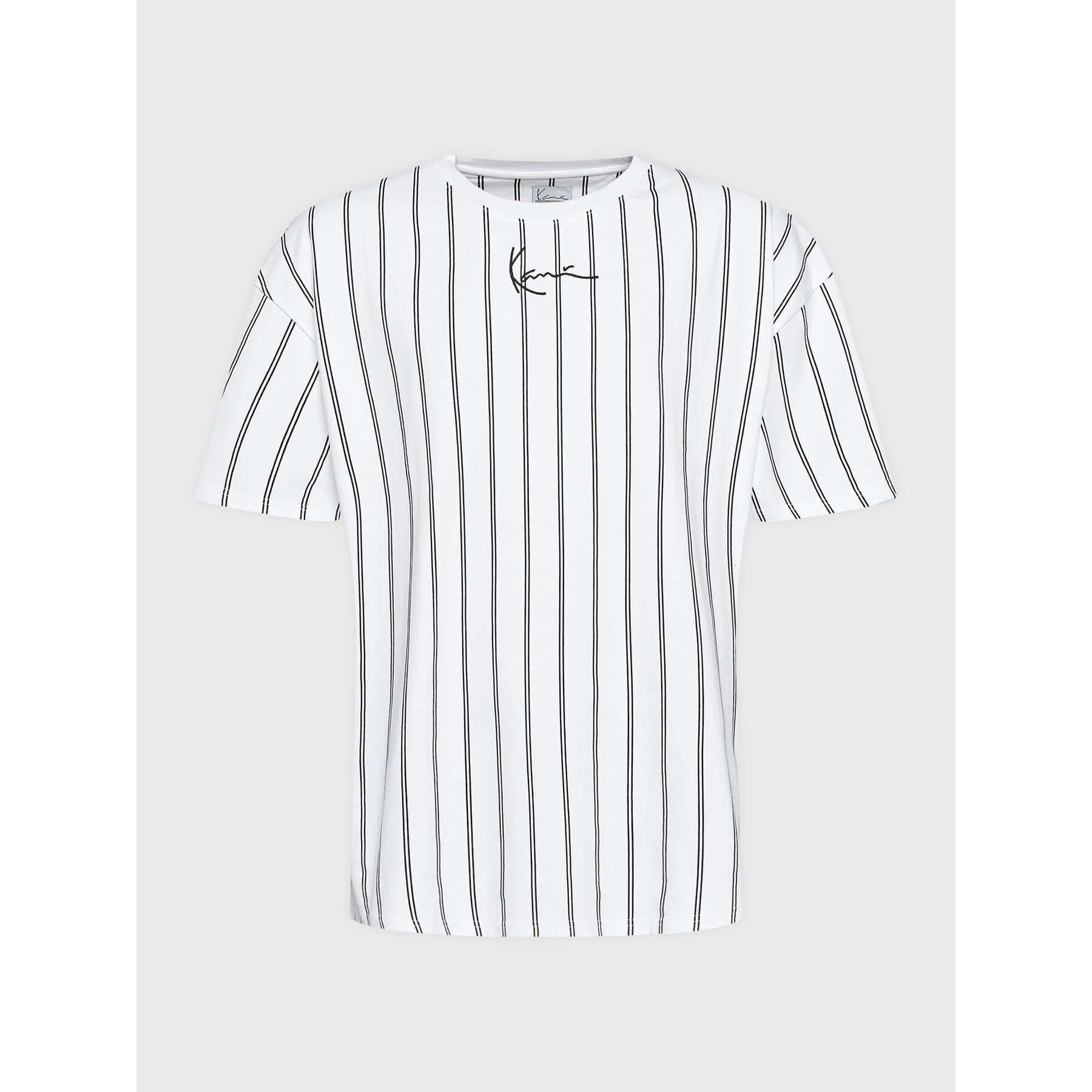 Karl Kani Tricou Small Signature Heavy Jersey Pinstripe 6037301 Alb Relaxed Fit - Pled.ro