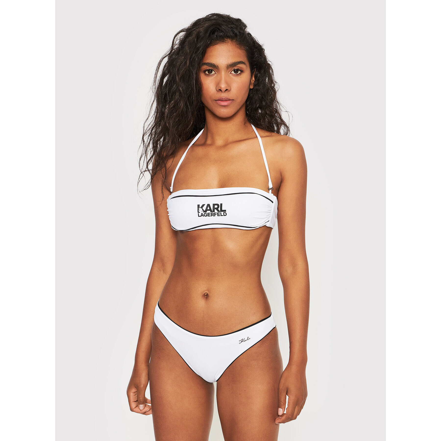 KARL LAGERFELD Bikini partea de jos KL22WBT07 Alb - Pled.ro