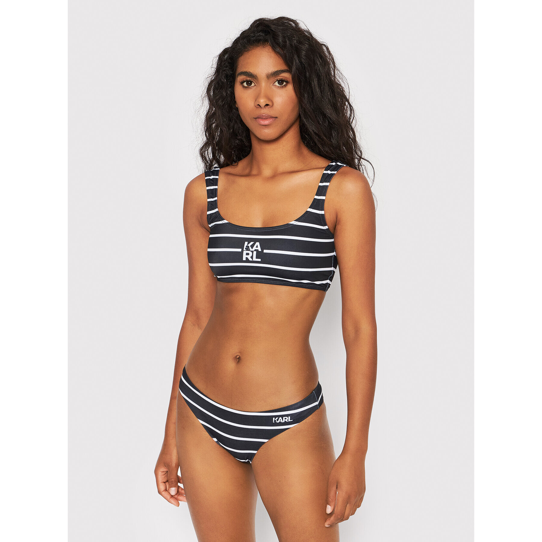 KARL LAGERFELD Bikini partea de jos KL22WBT16 Negru - Pled.ro