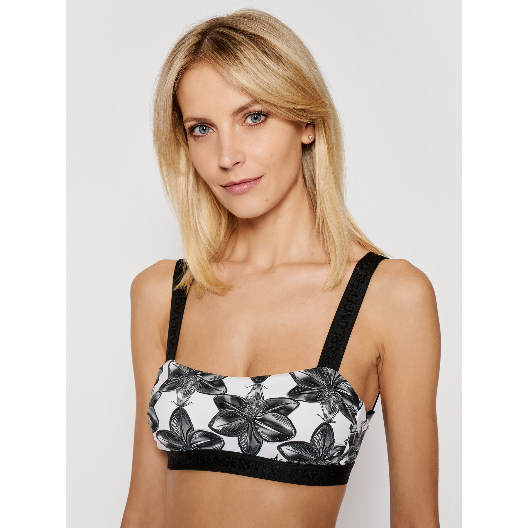 KARL LAGERFELD Bikini partea de sus KL21WTP15 Negru - Pled.ro