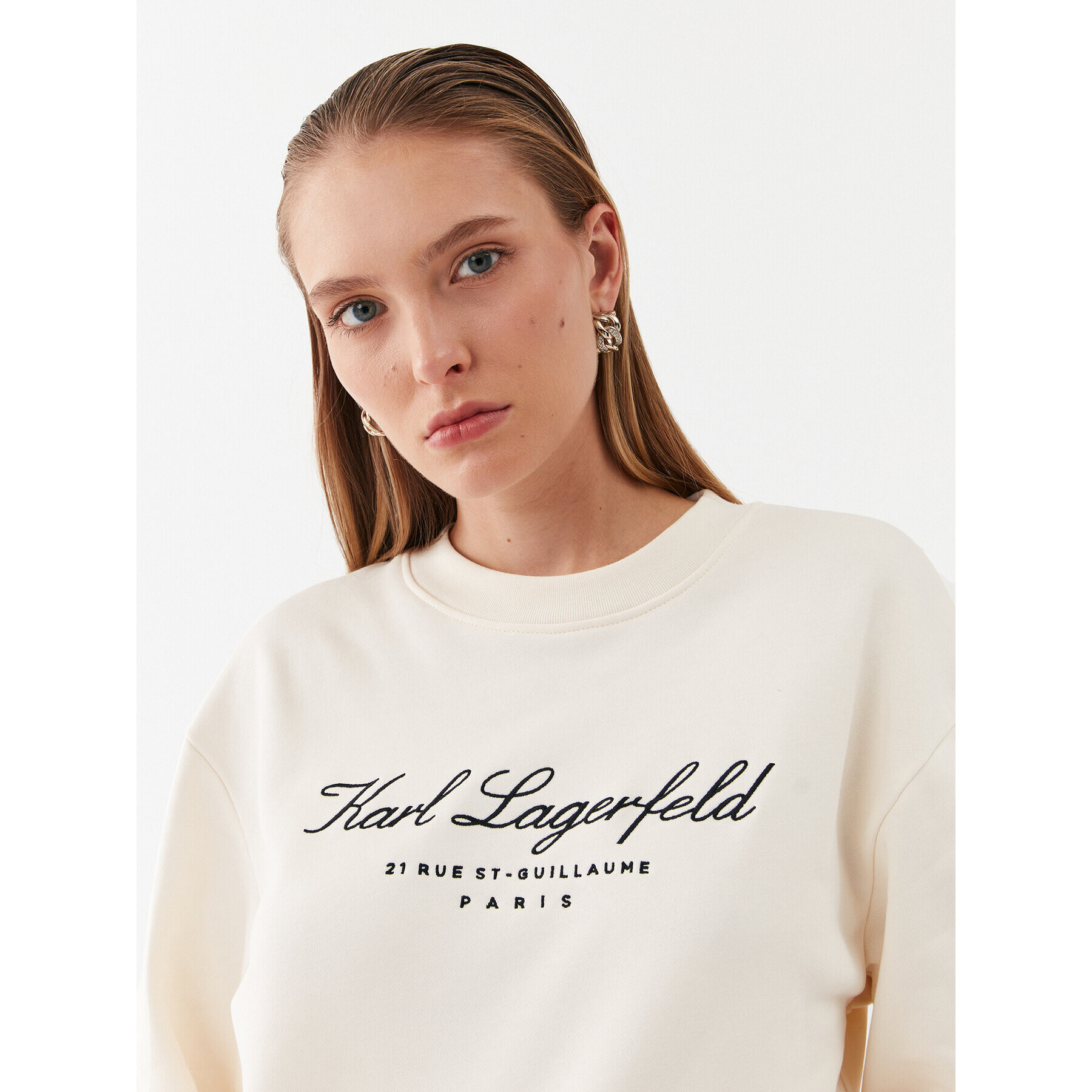 KARL LAGERFELD Bluză 231W1800 Écru Regular Fit - Pled.ro