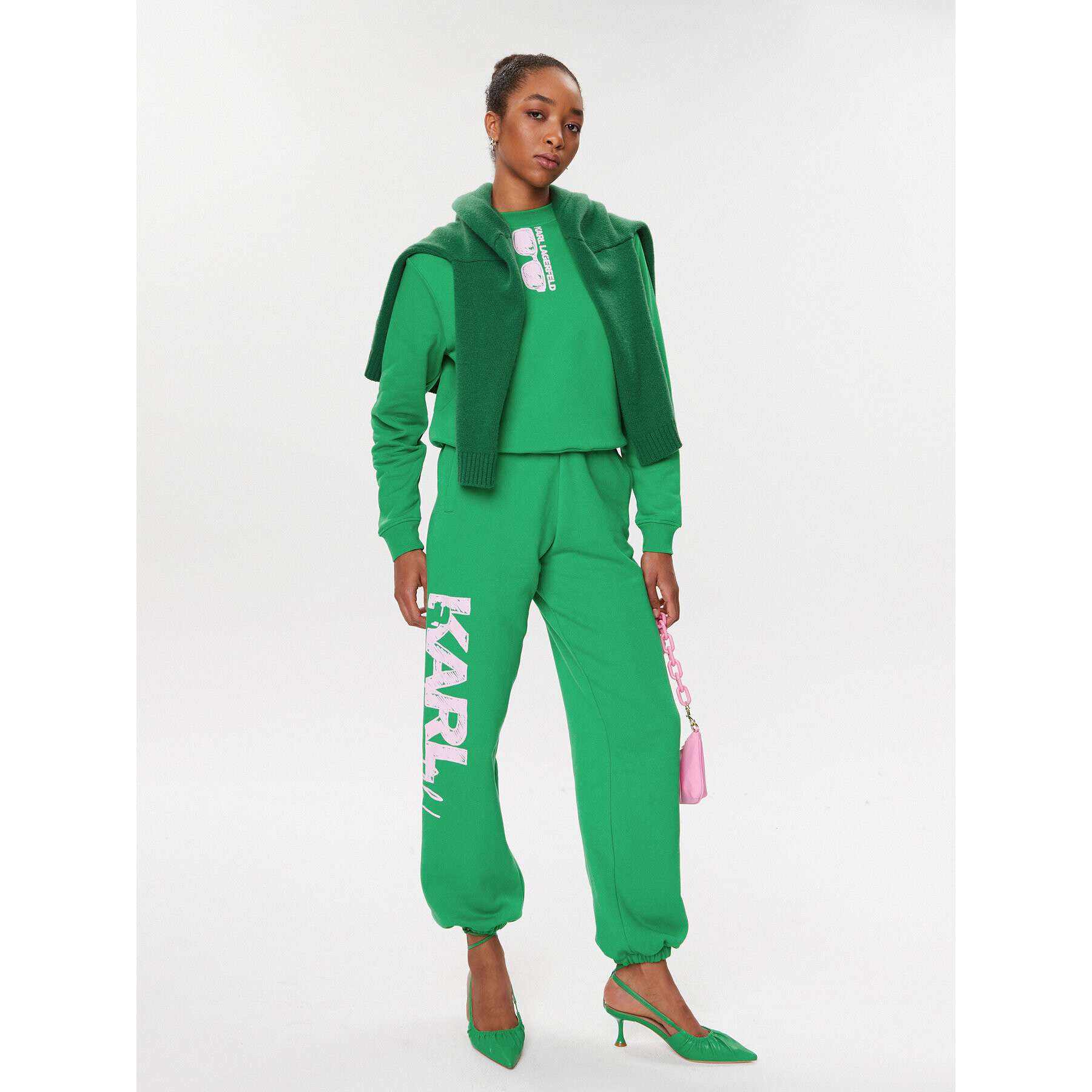 KARL LAGERFELD Bluză 235W1817 Verde Regular Fit - Pled.ro