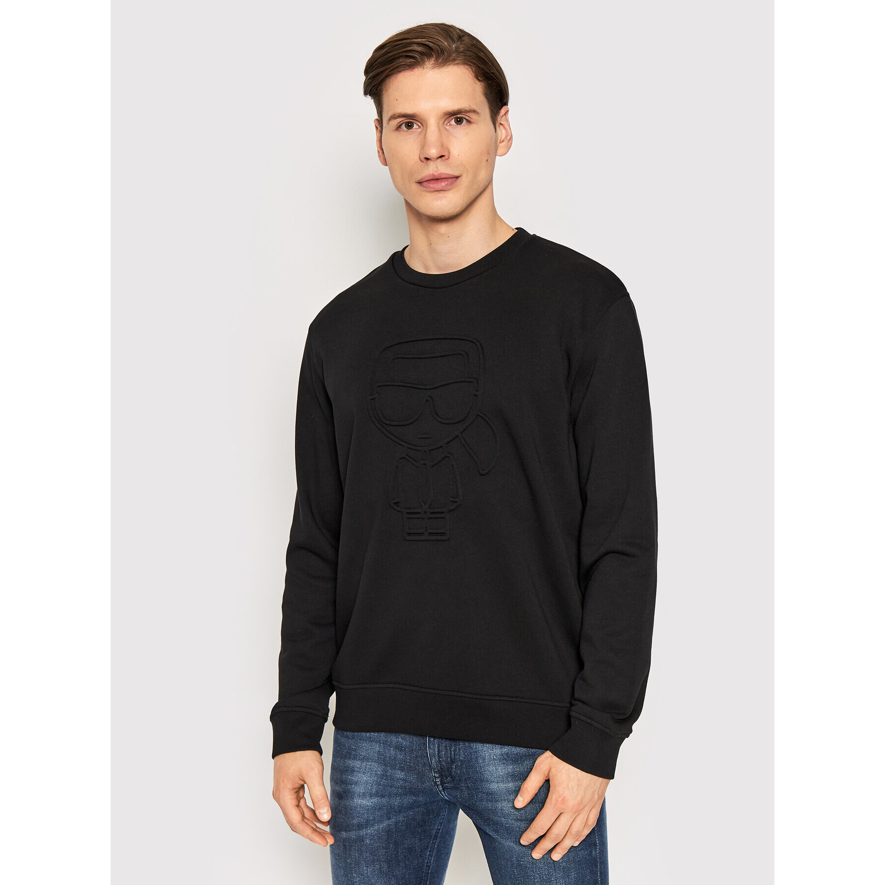 KARL LAGERFELD Bluză Crew Neck 705053 521900 Negru Relaxed Fit - Pled.ro