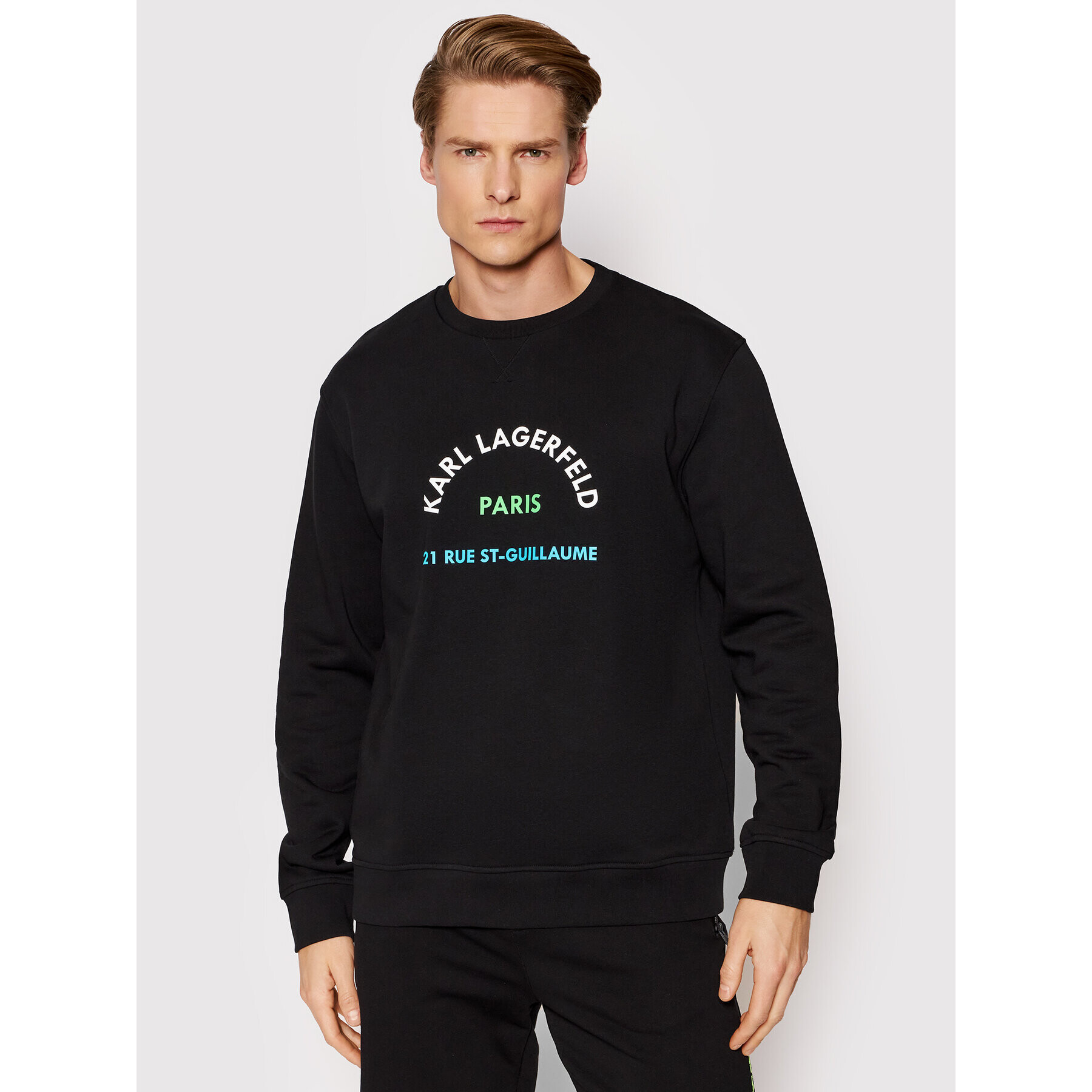 KARL LAGERFELD Bluză Crew Neck 705428 521900 Negru Regular Fit - Pled.ro