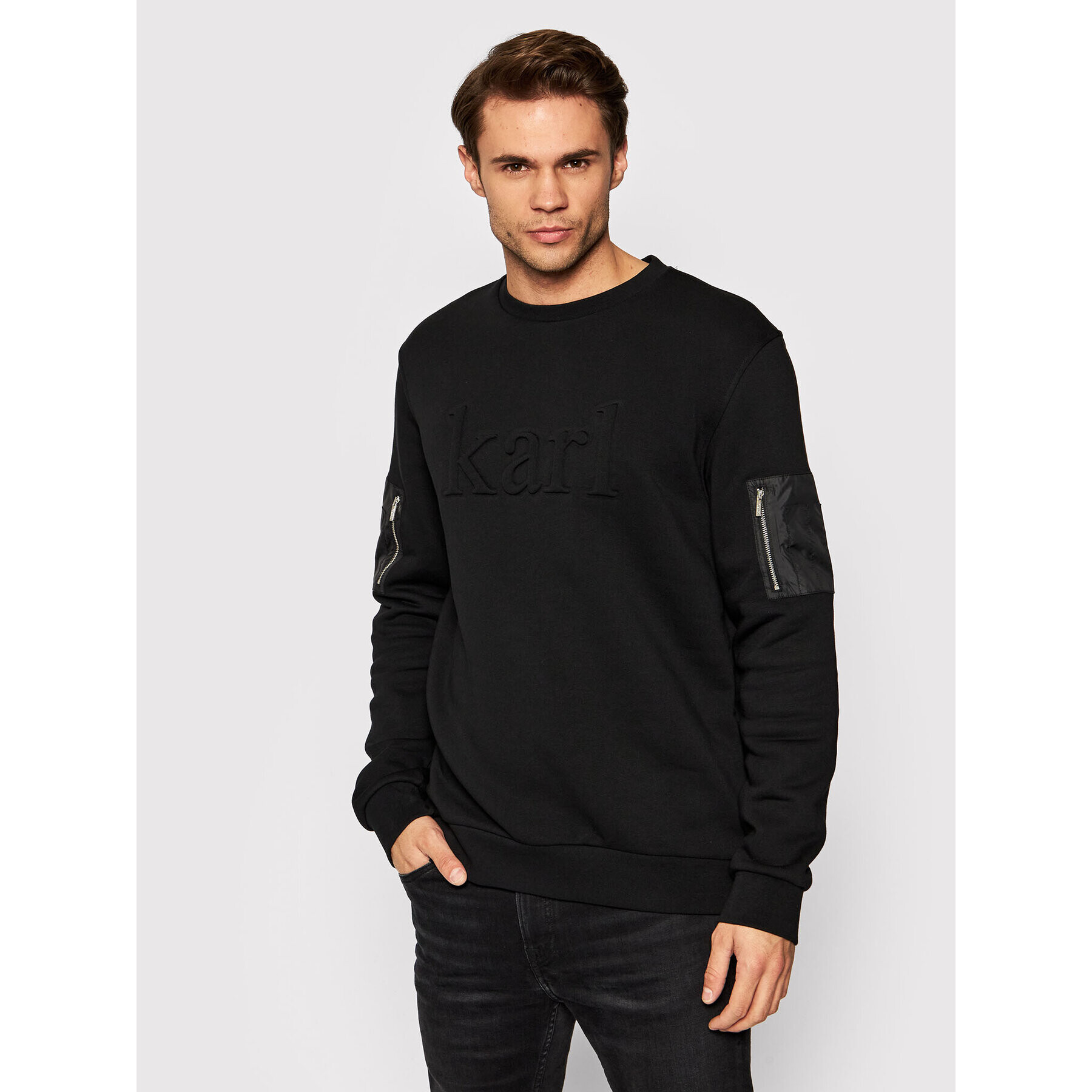 KARL LAGERFELD Bluză Crewneck 705000 512913 Negru Regular Fit - Pled.ro