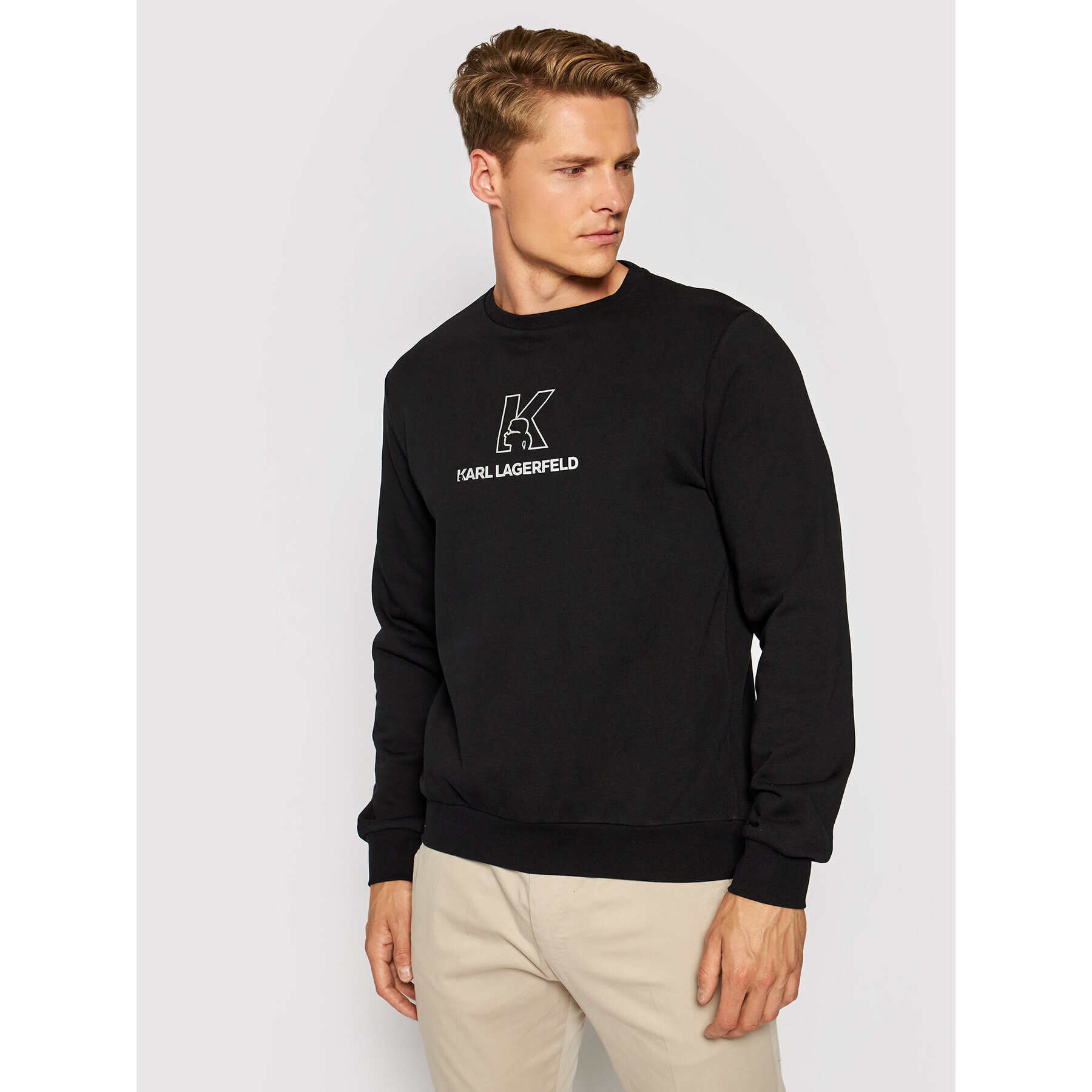 KARL LAGERFELD Bluză Crewneck 705033 511900 Negru Regular Fit - Pled.ro