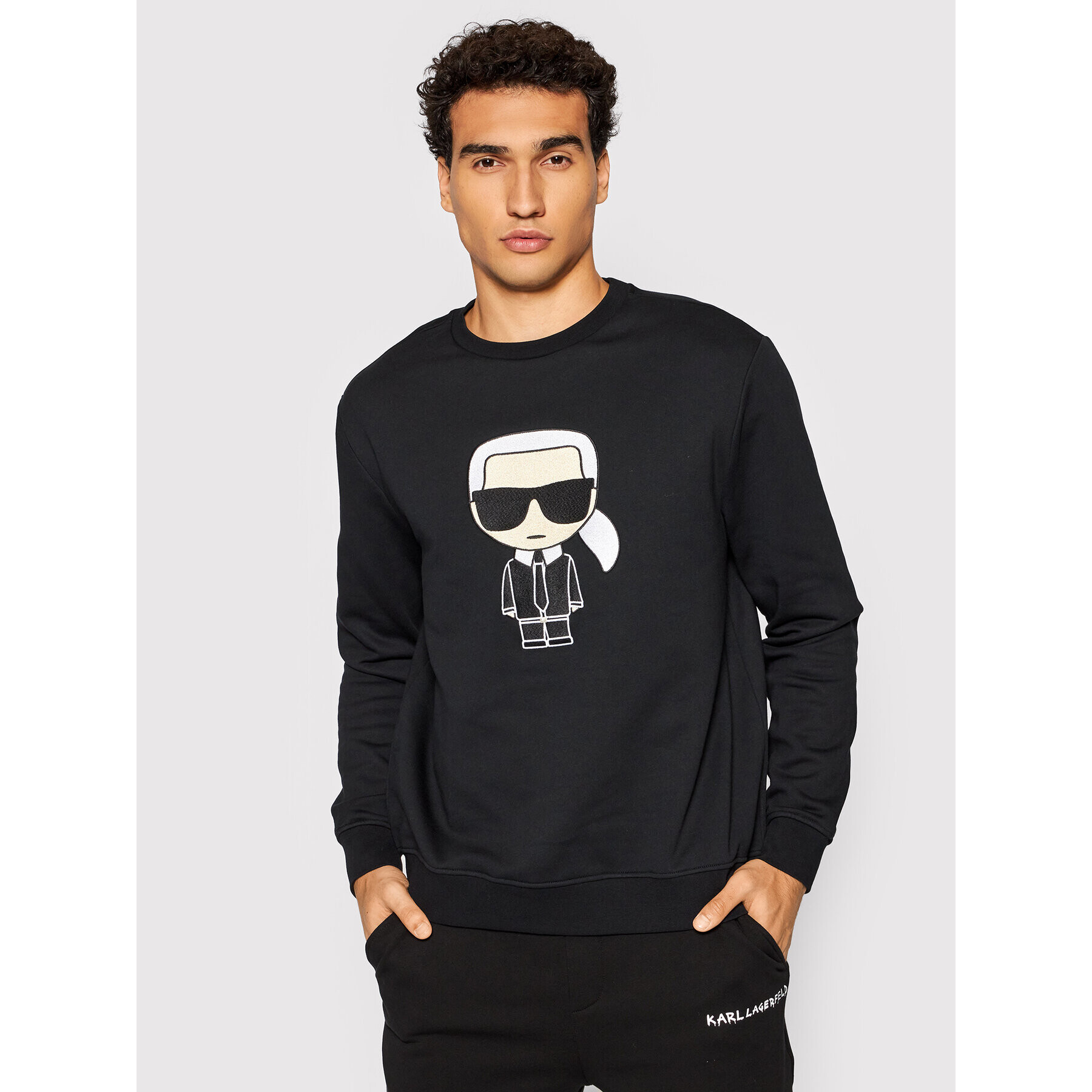 KARL LAGERFELD Bluză Crewneck 705060 512950 Negru Regular Fit - Pled.ro