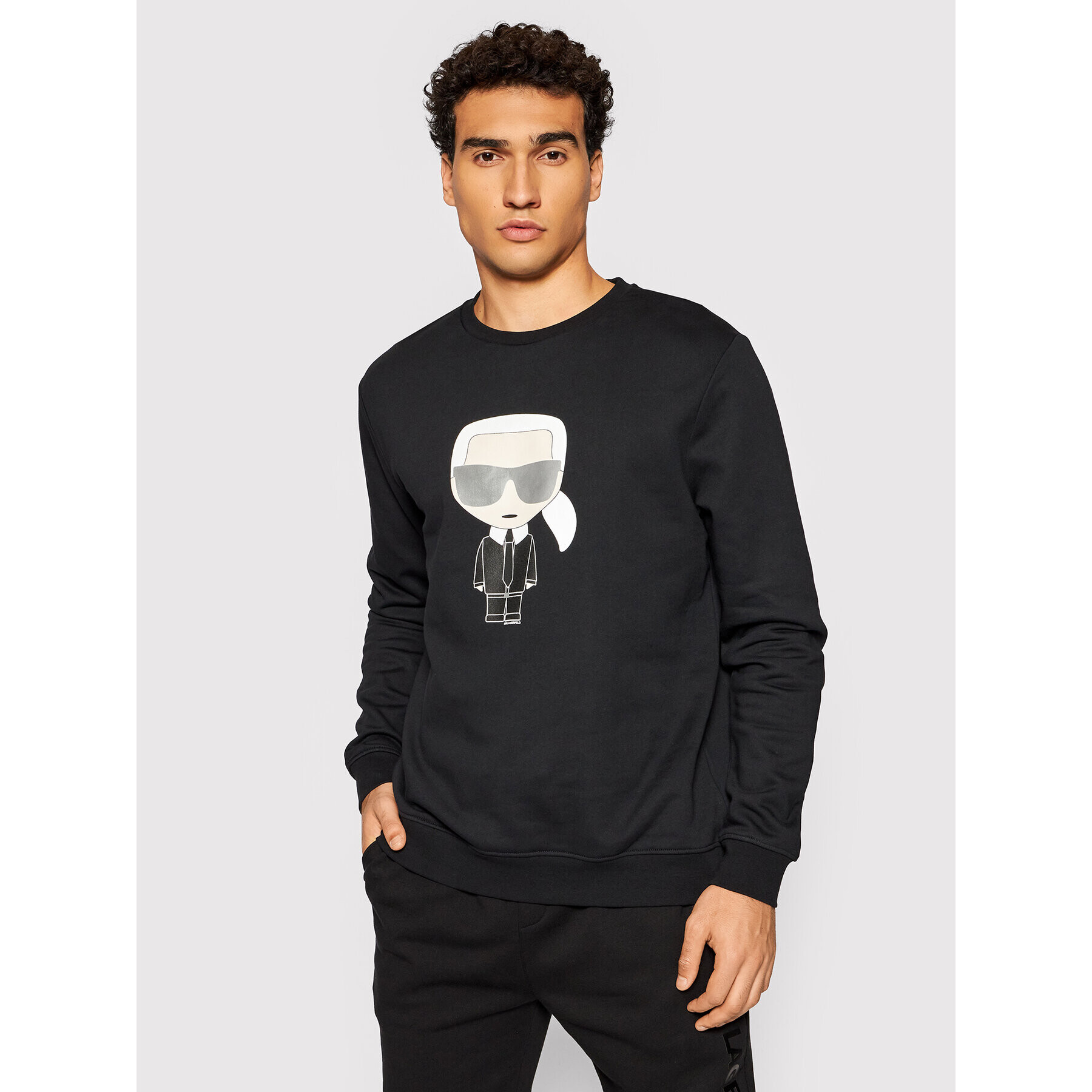 KARL LAGERFELD Bluză Crewneck 705061 512950 Negru Regular Fit - Pled.ro