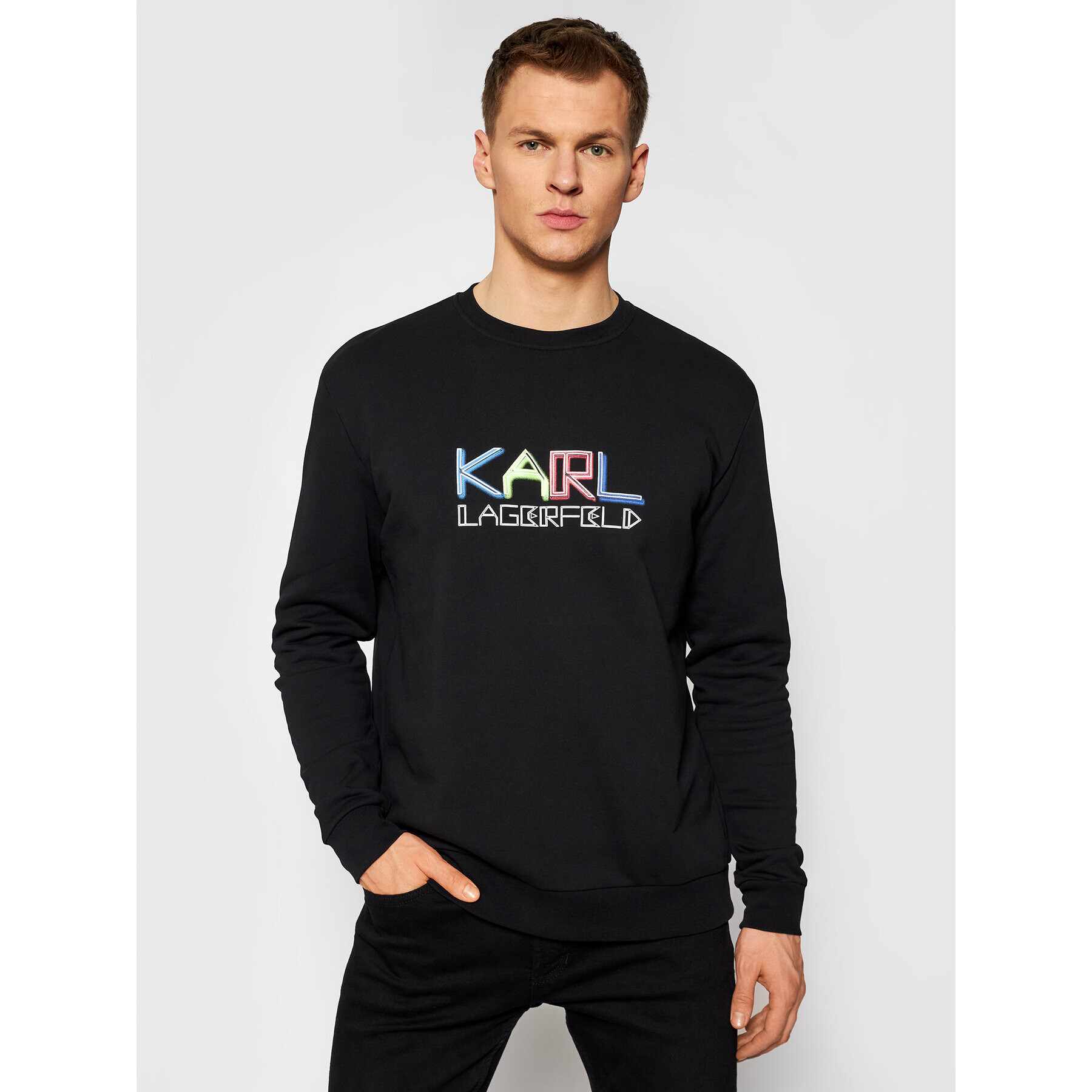 KARL LAGERFELD Bluză Crewneck 705062 511940 Negru Regular Fit - Pled.ro