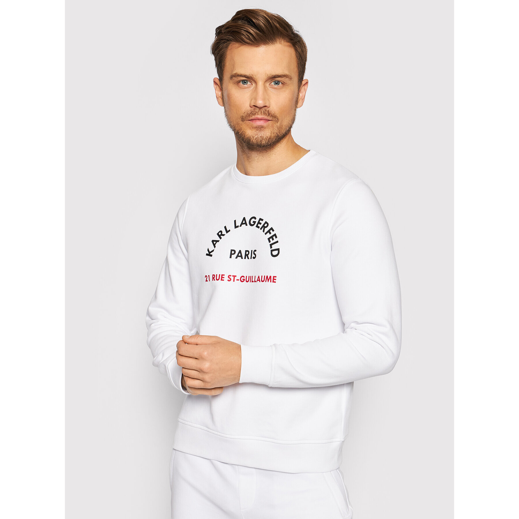 KARL LAGERFELD Bluză Crewneck 705070 511900 Alb Regular Fit - Pled.ro