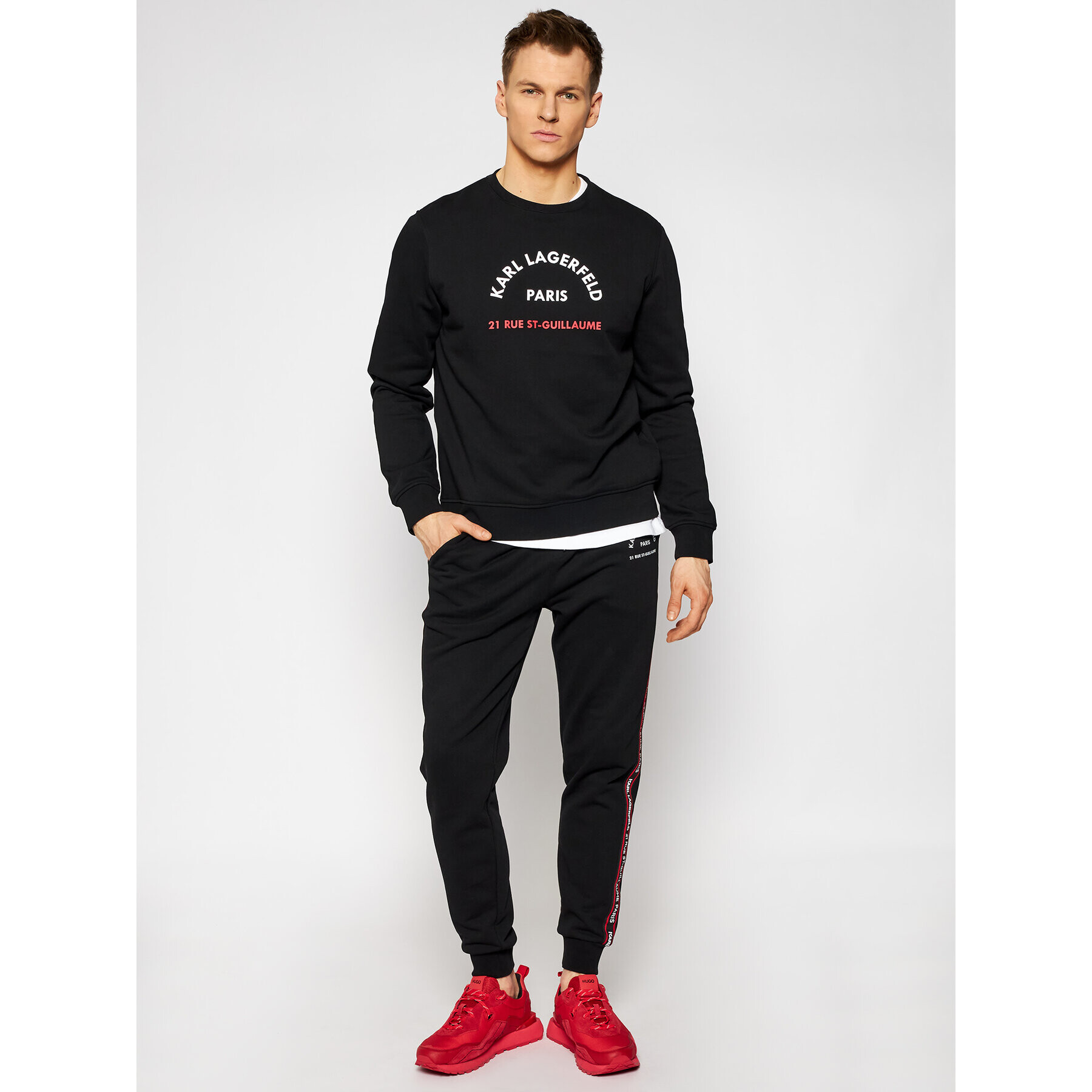 KARL LAGERFELD Bluză Crewneck 705070 511900 Negru Regular Fit - Pled.ro