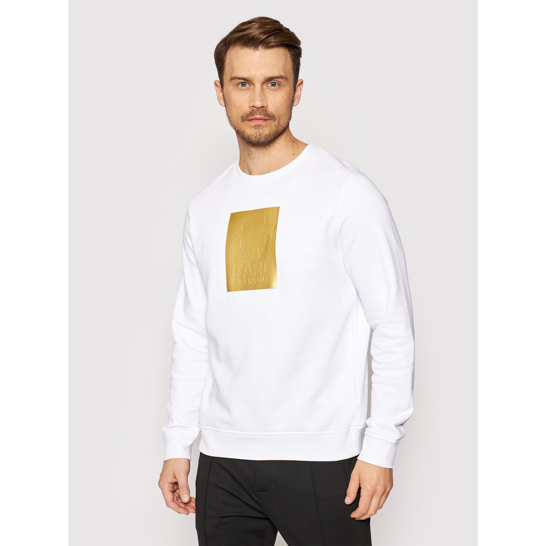 KARL LAGERFELD Bluză Crewneck 705081 511900 Alb Regular Fit - Pled.ro