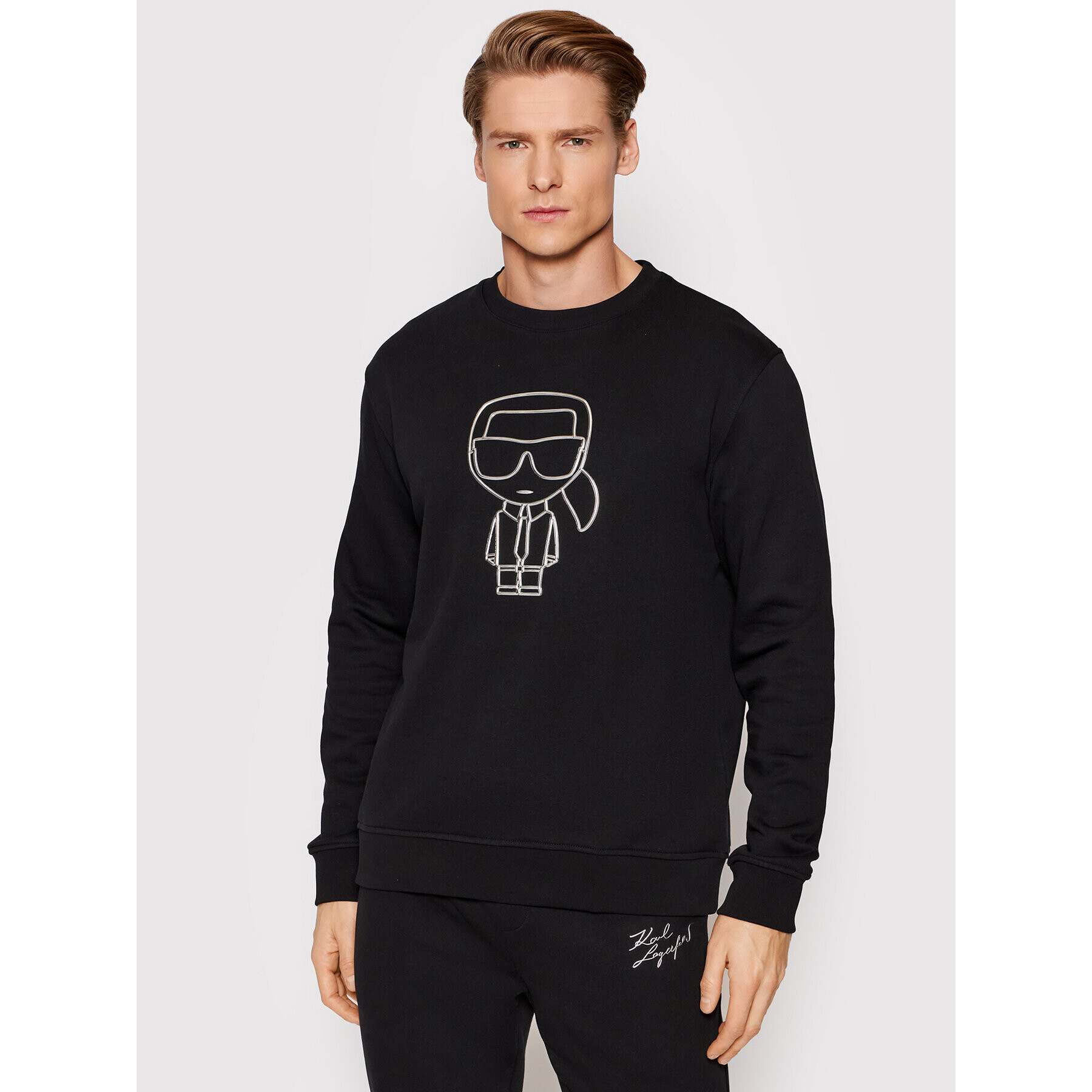 KARL LAGERFELD Bluză Crewneck 705406 521900 Negru Regular Fit - Pled.ro