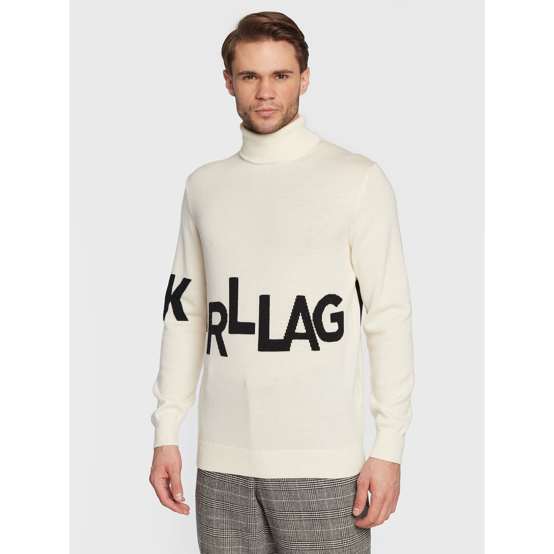 KARL LAGERFELD Bluză cu gât 655020 524399 Écru Regular Fit - Pled.ro