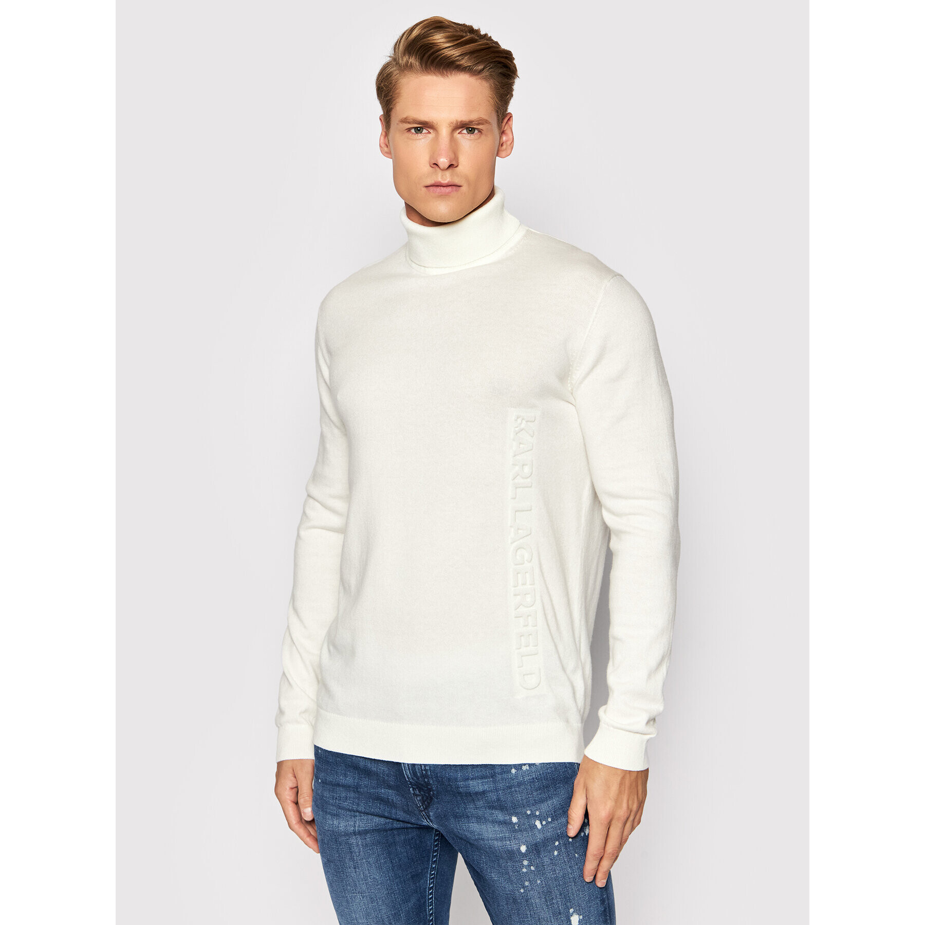 KARL LAGERFELD Bluză cu gât Knit 655041 512305 Bej Regular Fit - Pled.ro