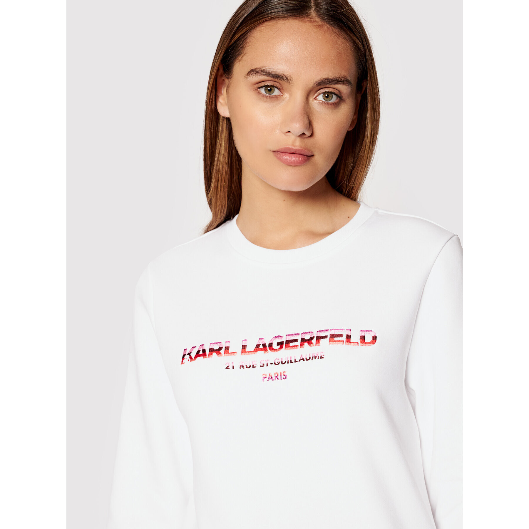 KARL LAGERFELD Bluză Graphic Logo 215W1801 Alb Regular Fit - Pled.ro