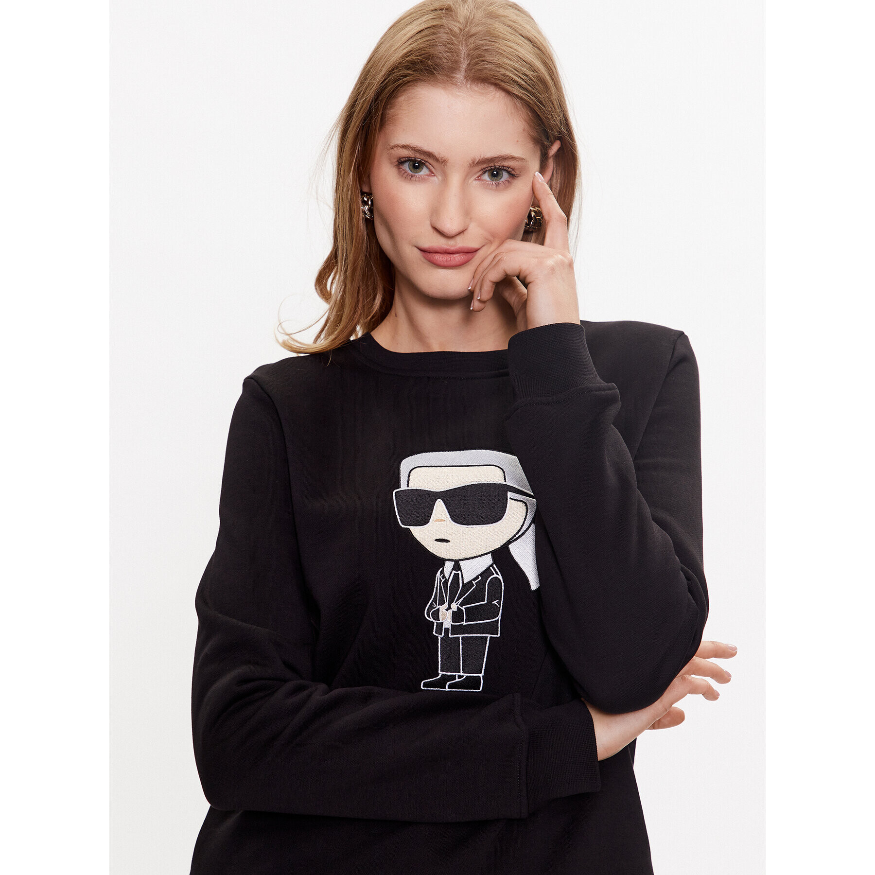 KARL LAGERFELD Bluză Ikonik 2.0 230W1800 Negru Regular Fit - Pled.ro