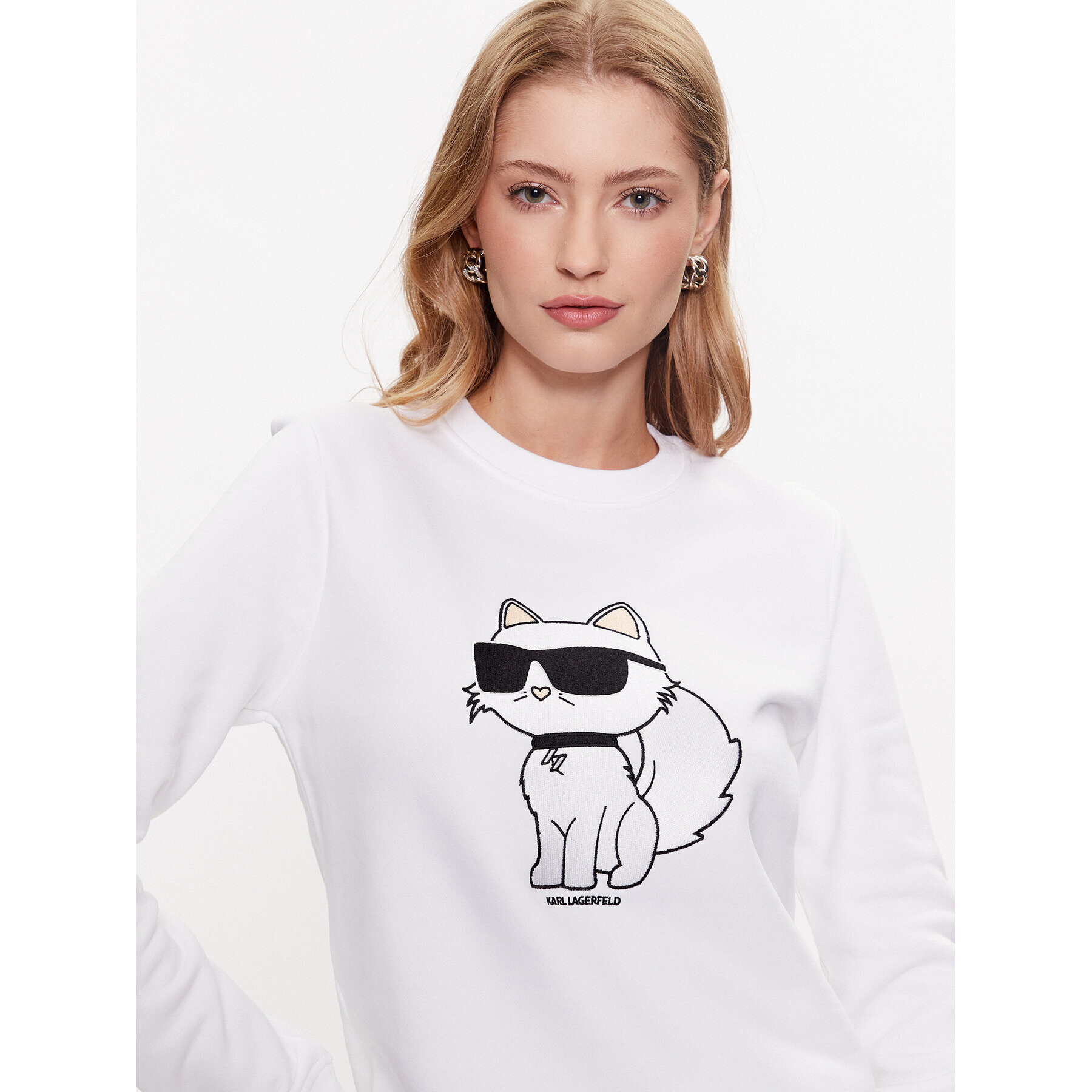 KARL LAGERFELD Bluză Ikonik 2.0 Choupette 230W1802 Alb Regular Fit - Pled.ro