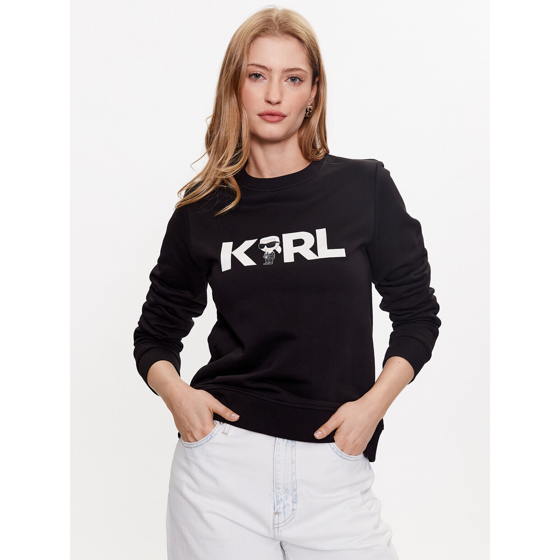 KARL LAGERFELD Bluză Ikonik 2.0 Karl Logo 230W1804 Negru Regular Fit - Pled.ro