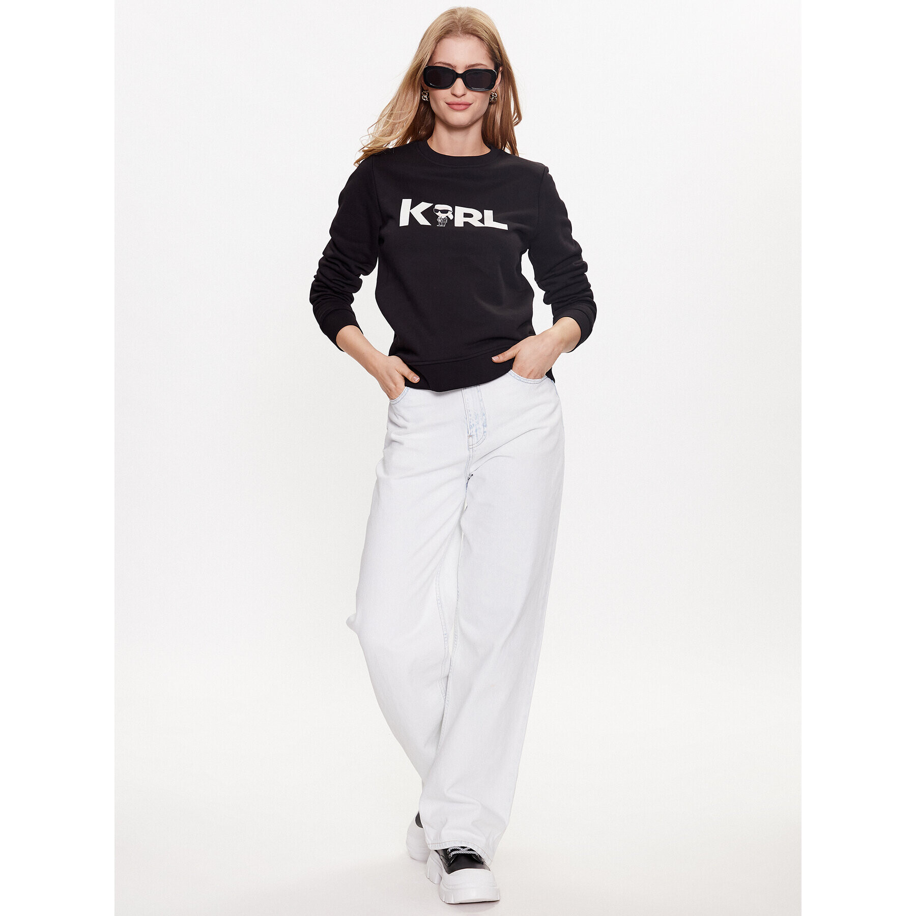 KARL LAGERFELD Bluză Ikonik 2.0 Karl Logo 230W1804 Negru Regular Fit - Pled.ro