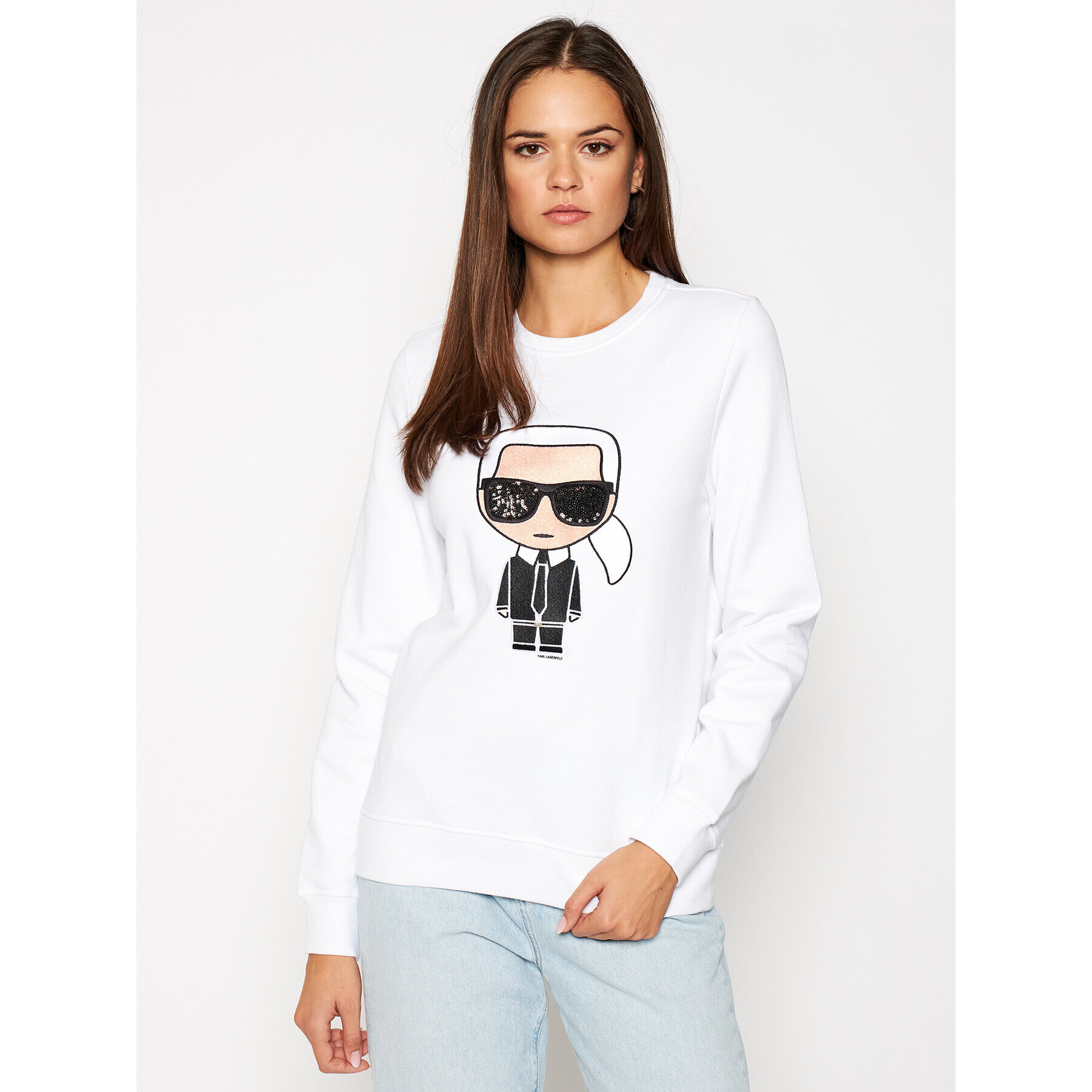 KARL LAGERFELD Bluză Ikonik 205W1801 Alb Regular Fit - Pled.ro