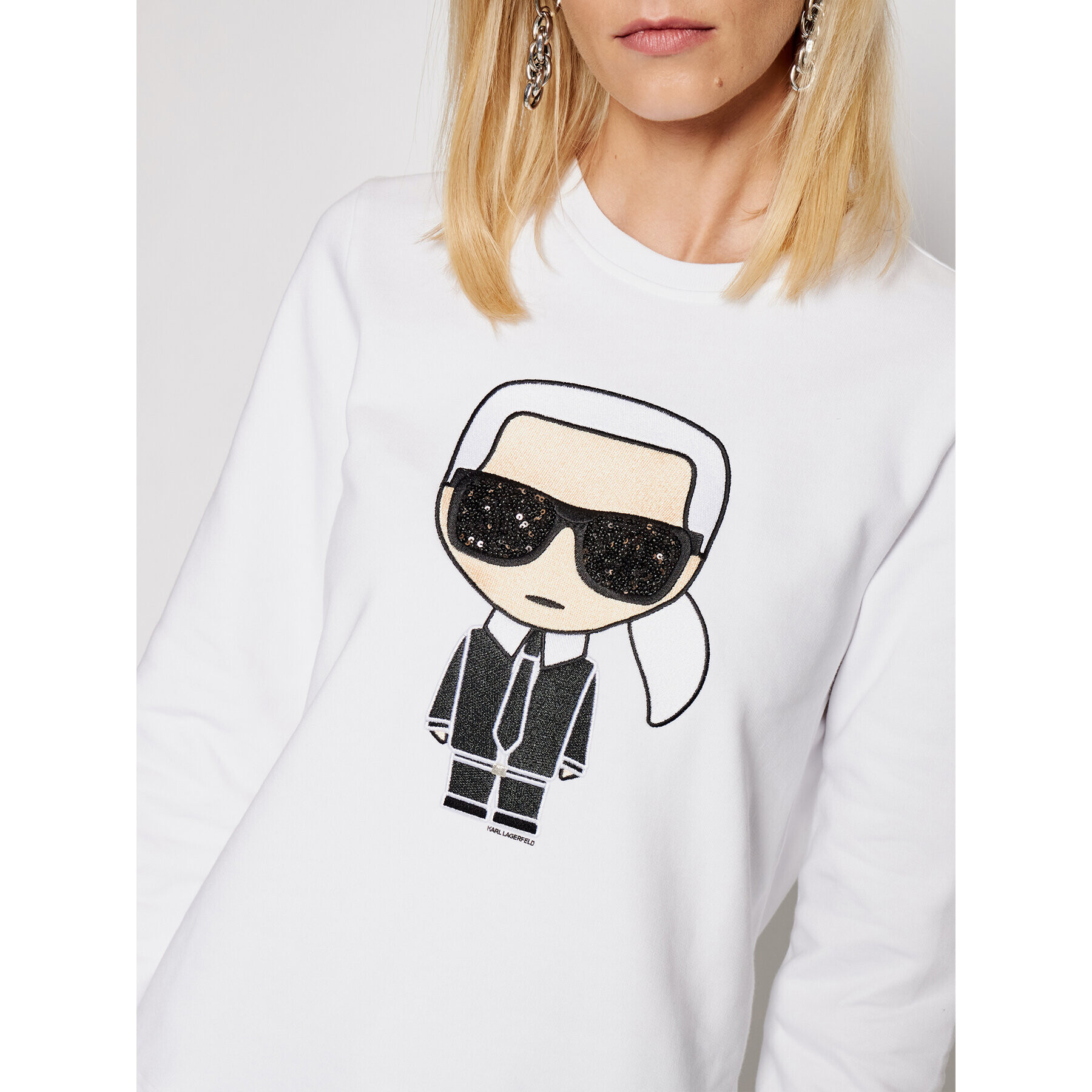 KARL LAGERFELD Bluză Ikonik 210W1820 Alb Regular Fit - Pled.ro