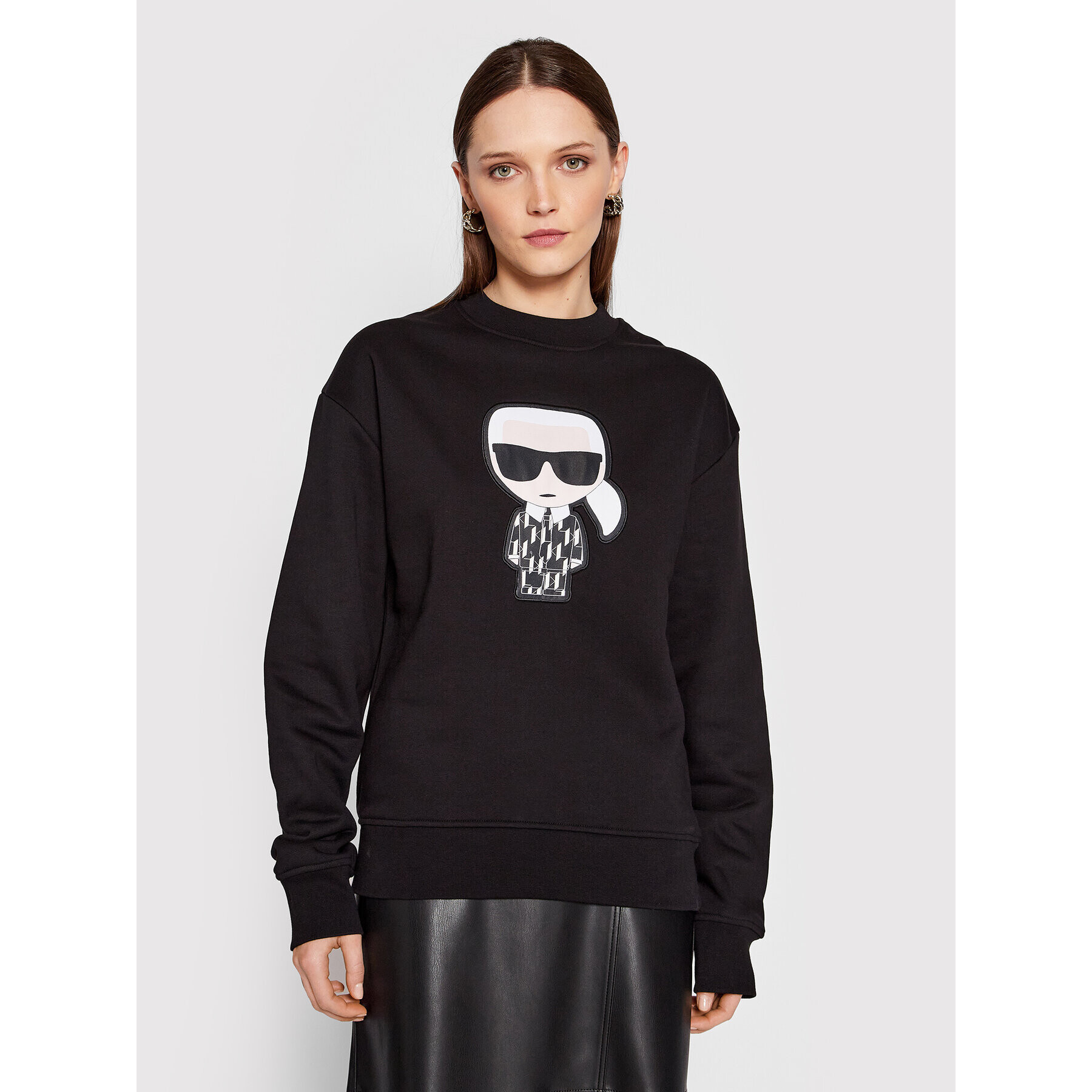 KARL LAGERFELD Bluză Ikonik 220W1883 Negru Relaxed Fit - Pled.ro