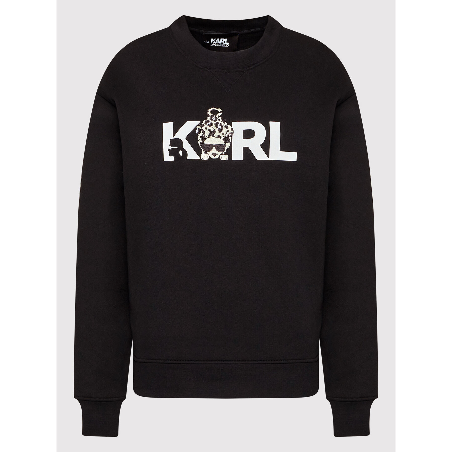 KARL LAGERFELD Bluză Ikonik Animal 220W1882 Negru Relaxed Fit - Pled.ro