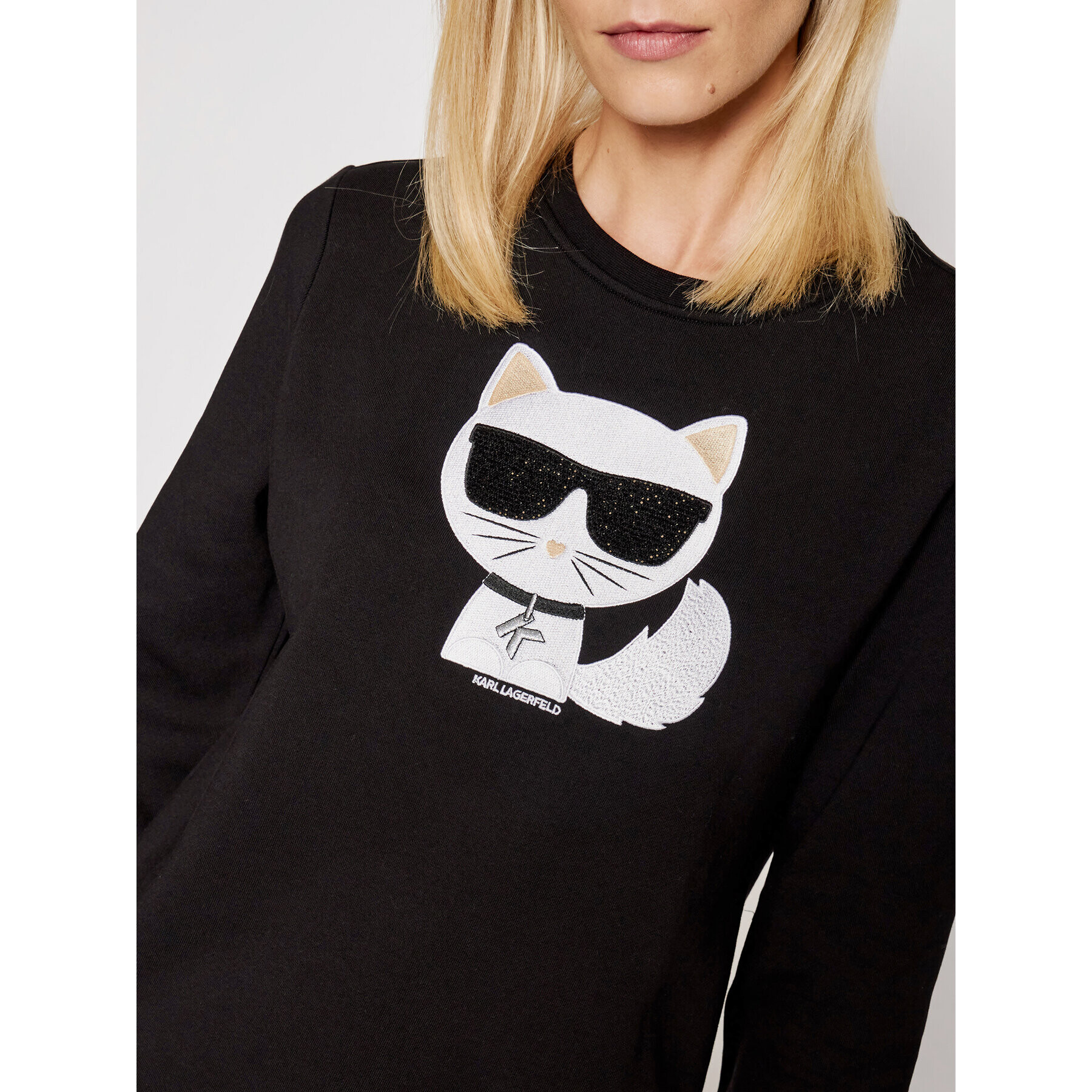 KARL LAGERFELD Bluză Ikonik Choupette 210W1823 Negru Regular Fit - Pled.ro