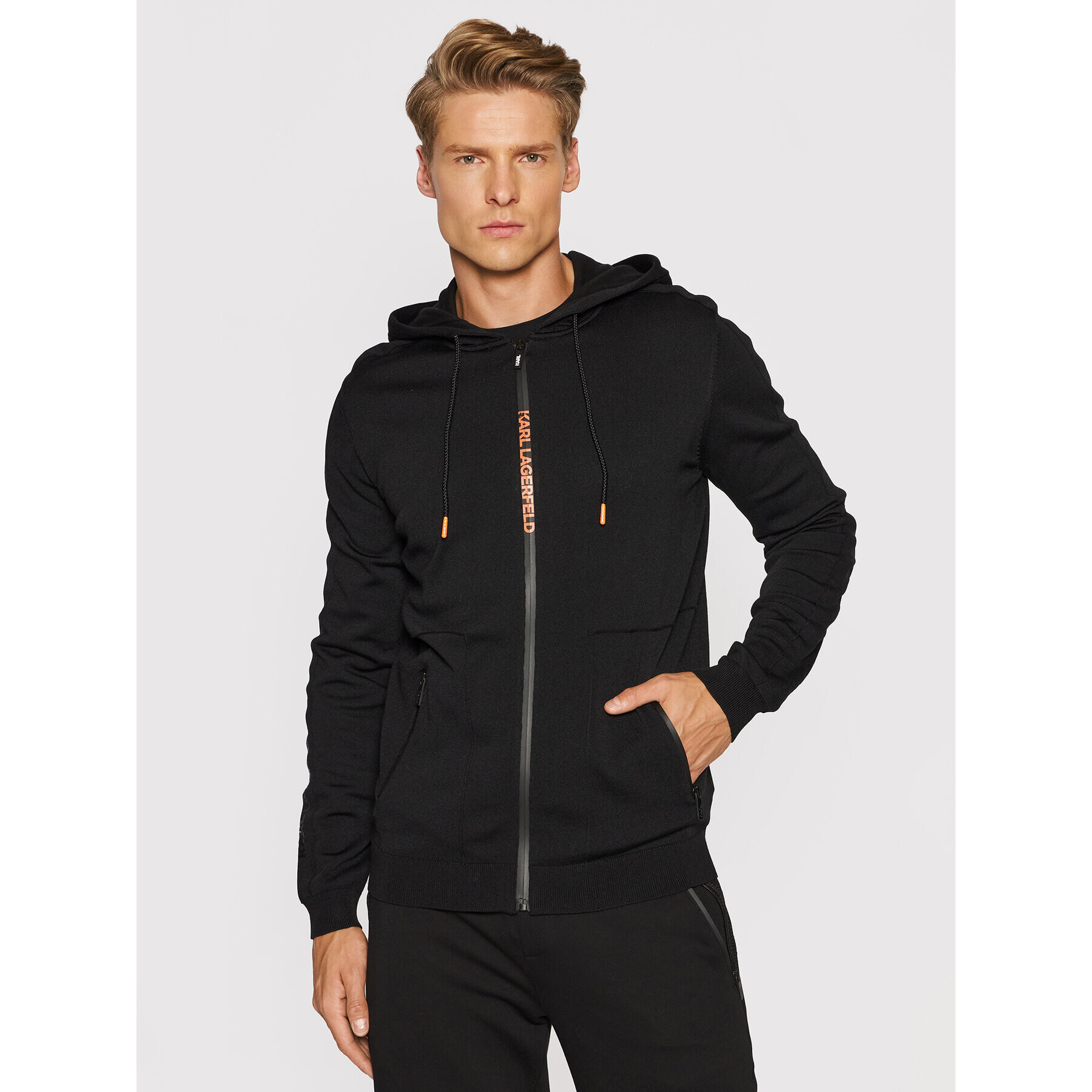 KARL LAGERFELD Bluză Knit Hoody 655034 511304 Negru Regular Fit - Pled.ro